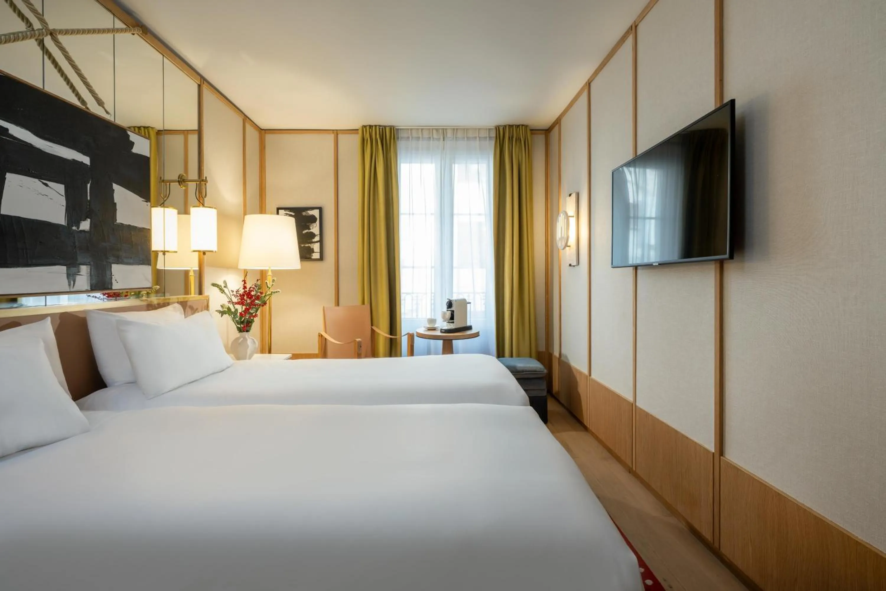 Bed in Le Belgrand Hotel Paris Champs Elysees, Tapestry By Hilton