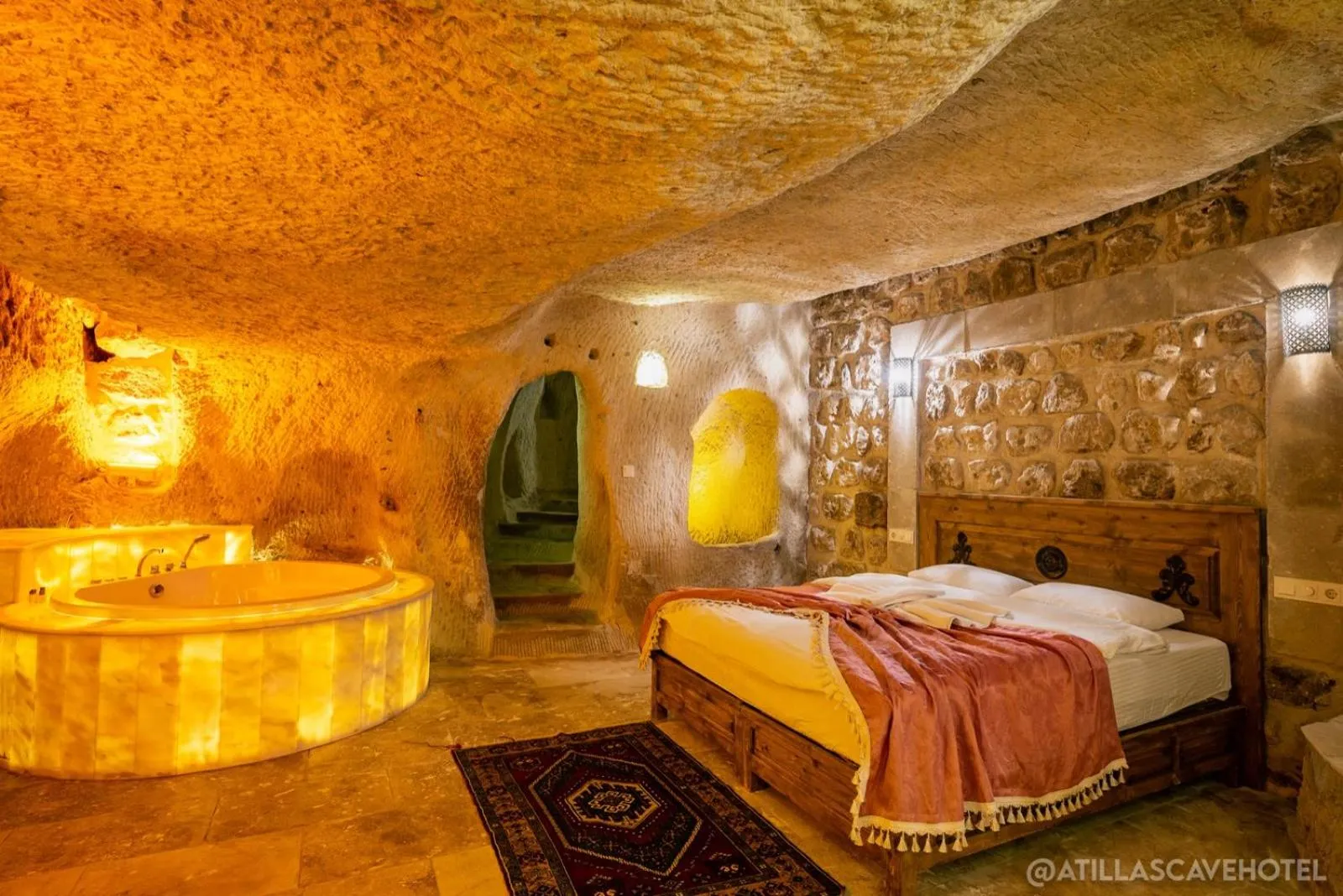 Bed in Atilla's Cave Hotel