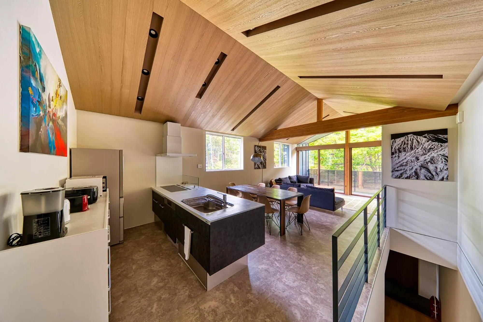 Living room in Grey Wolf Chalet by Hakuba White Fox Company