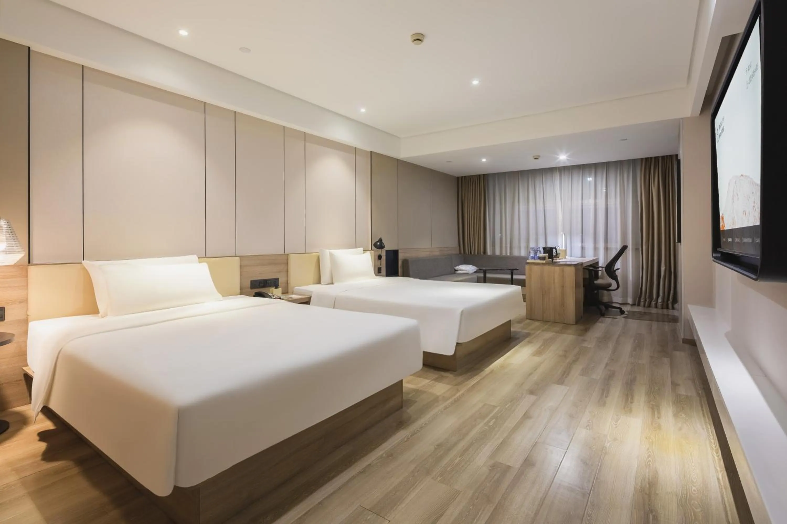 Photo of the whole room, Bed in Atour Jiaozhou Qingdao Hotel