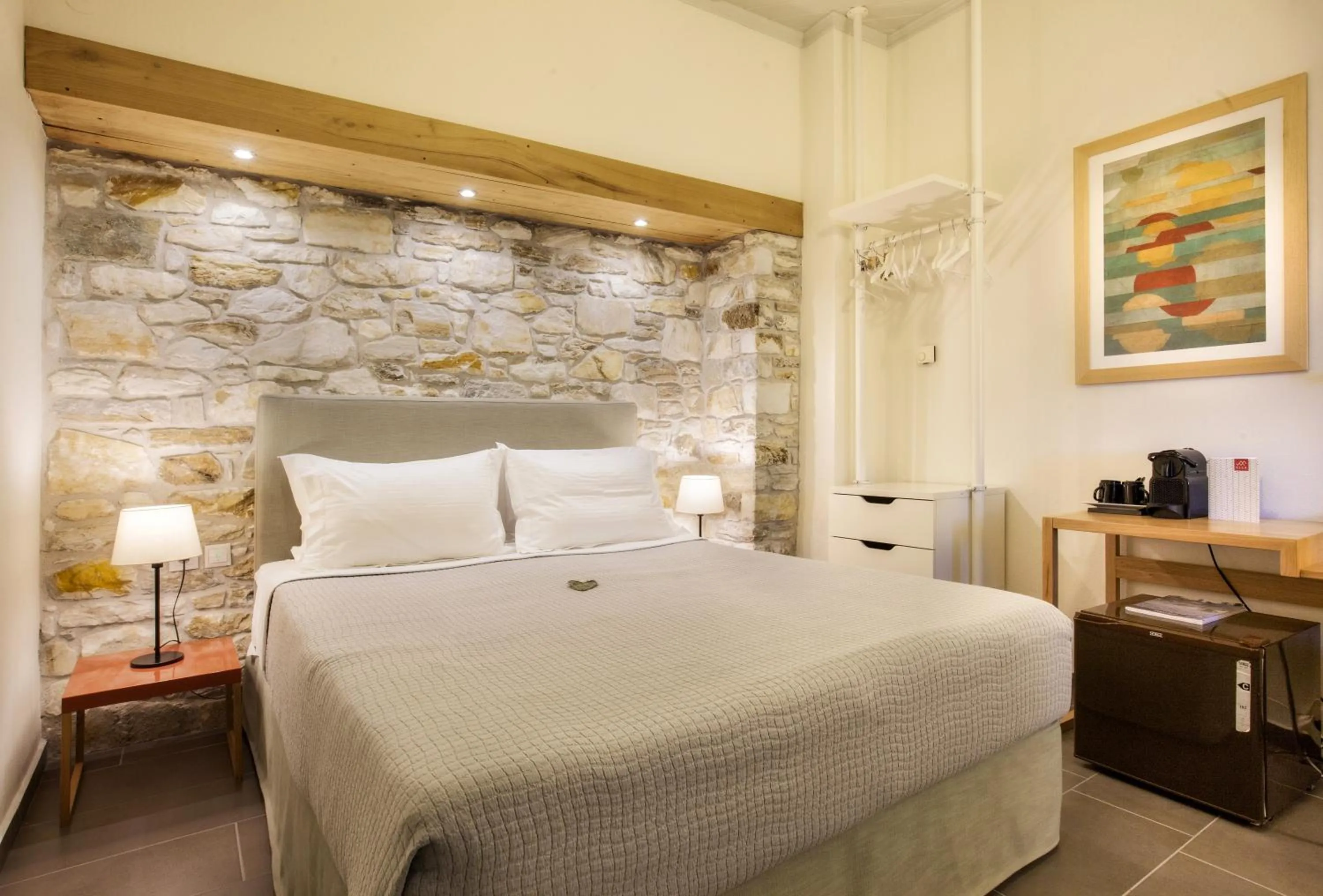 Bed in Olga Hotel Mouresi