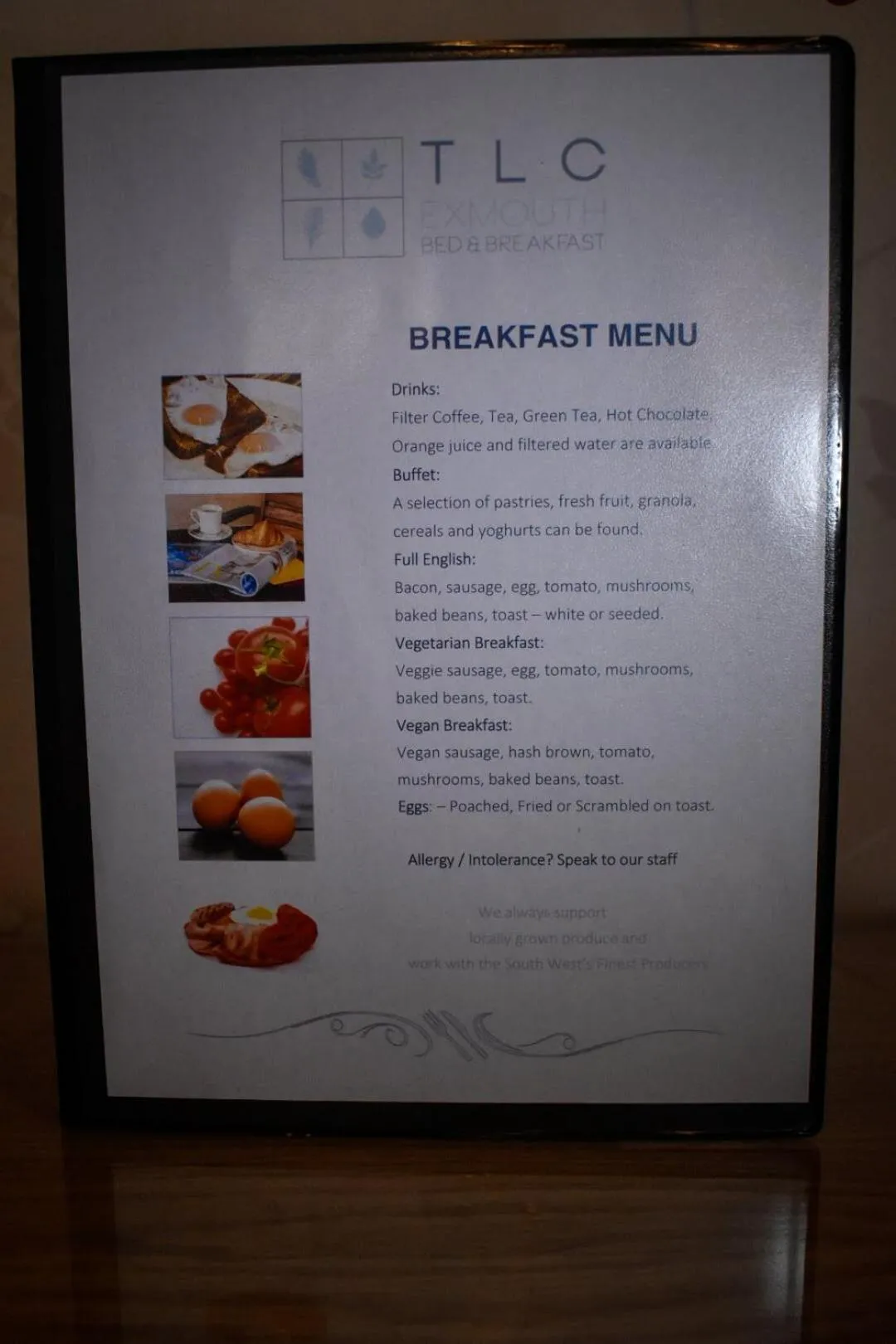 Breakfast in TLC Exmouth Bed and Breakfast