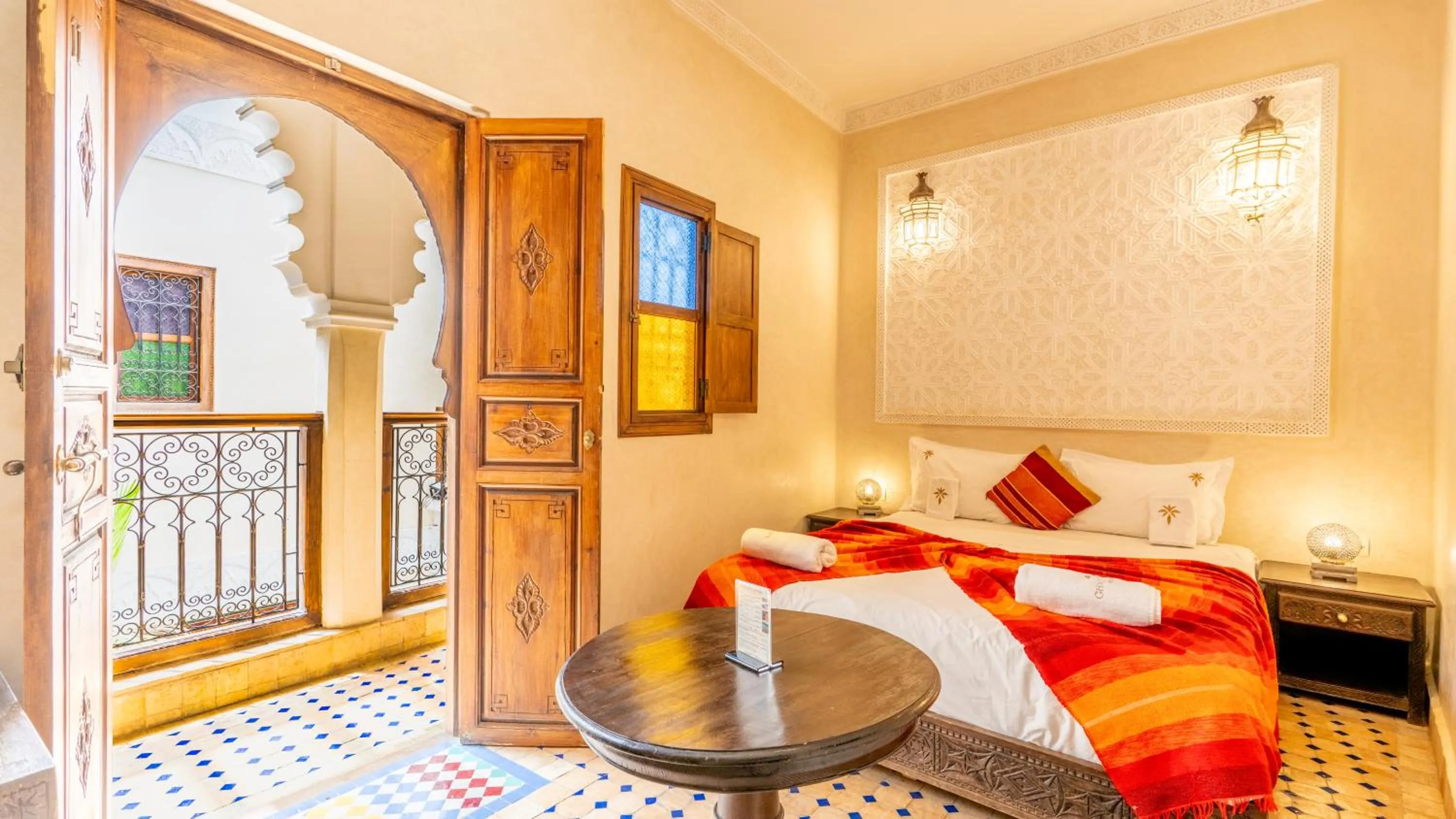Patio, Bed in Riad Ghali Hotel & SPA