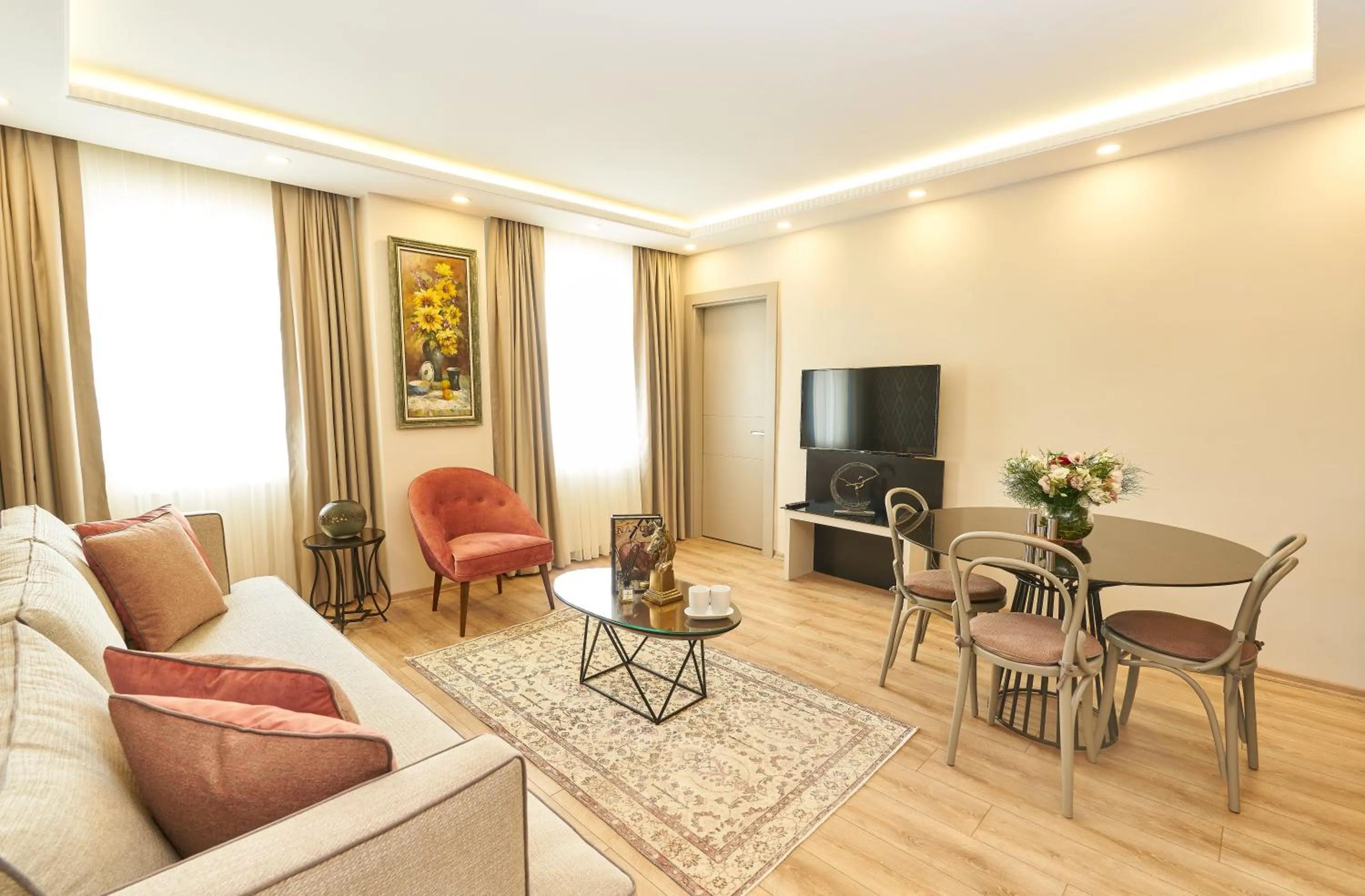 Seating area in All Seasons Suites