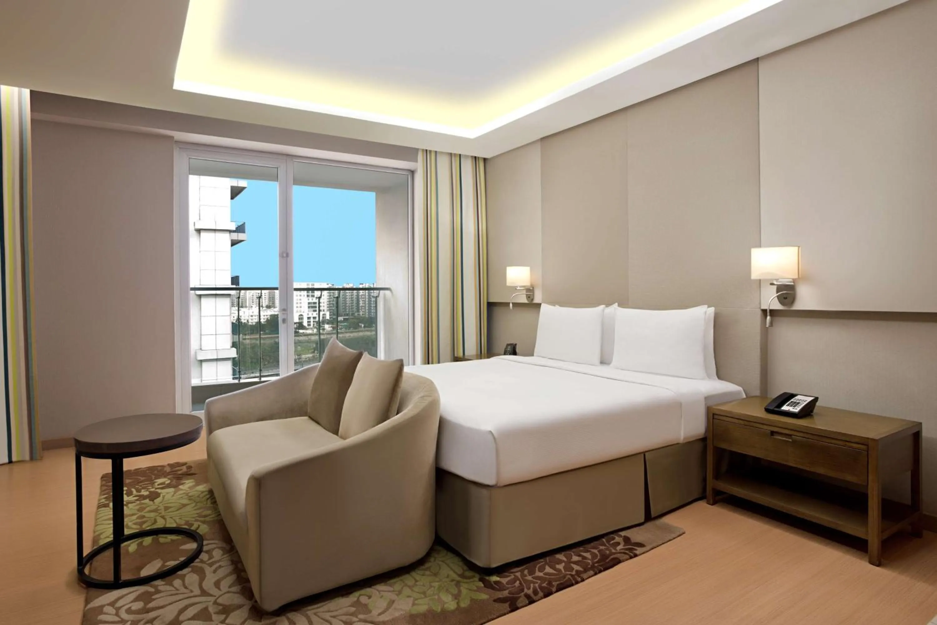 View (from property/room), Bed in DoubleTree Suites by Hilton Bengaluru Outer Ring Road