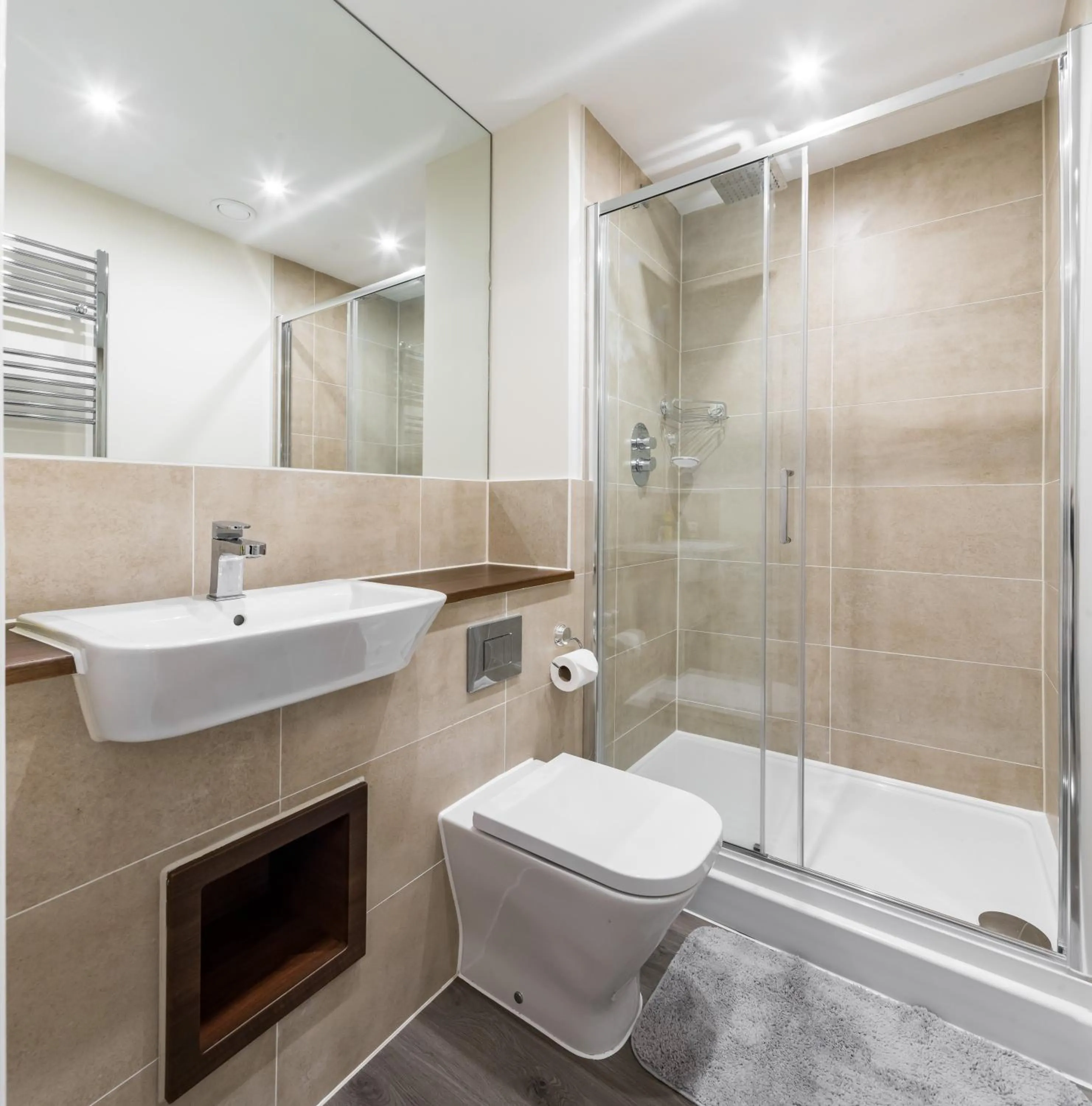 Shower in Fortified Luxury Apartment
