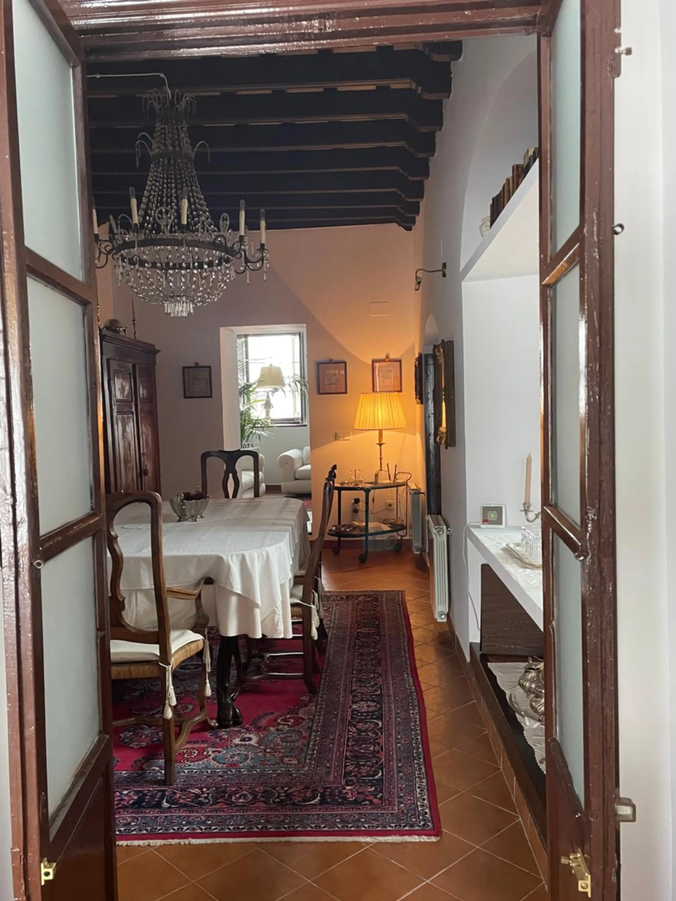 Dining area, Bed in Casa Antigua - Terraza con Vistas al Mar