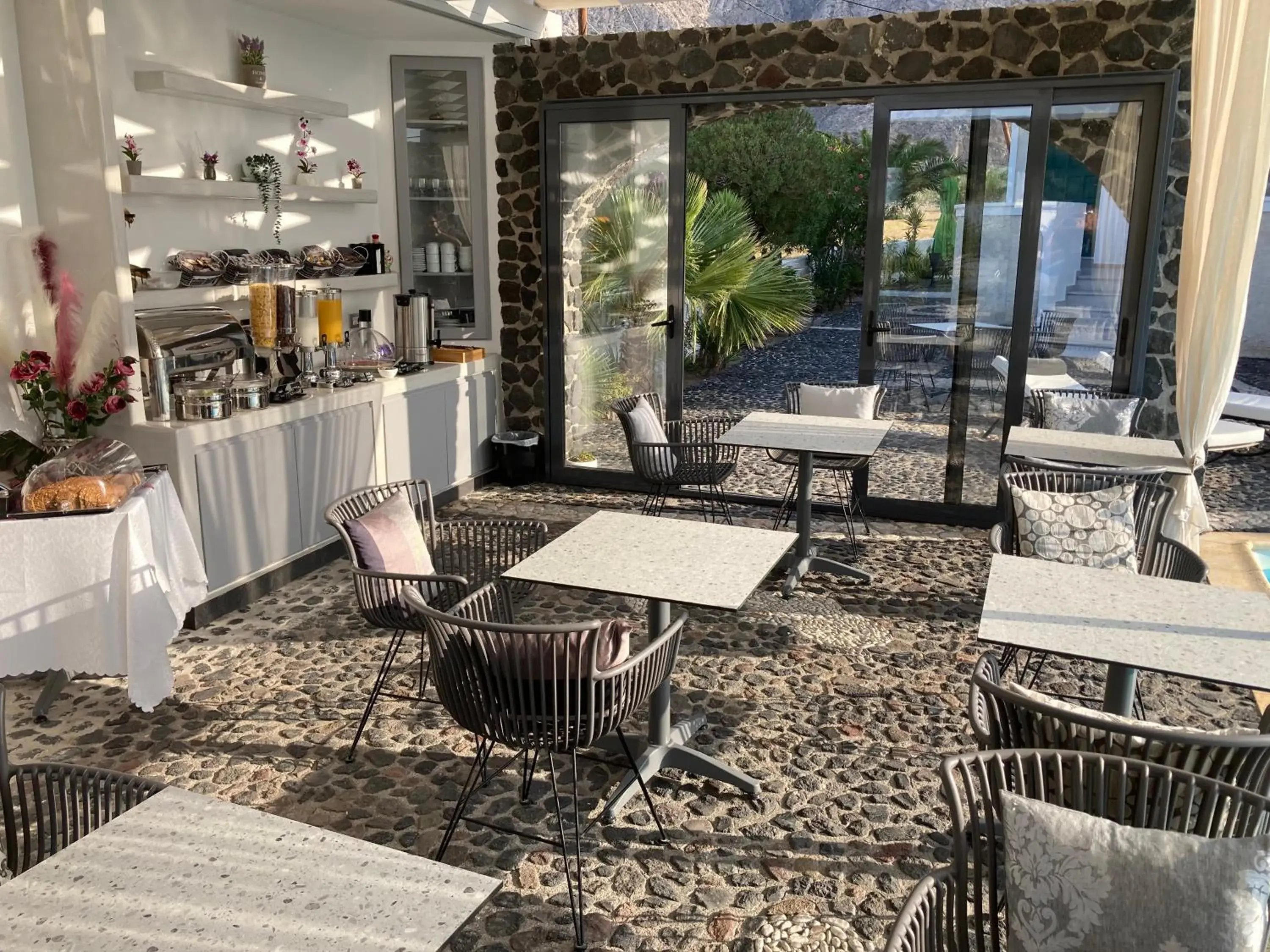 Buffet breakfast in Villa Anemomilos Perissa Buffet breakfast in Villa Anemomilos Perissa