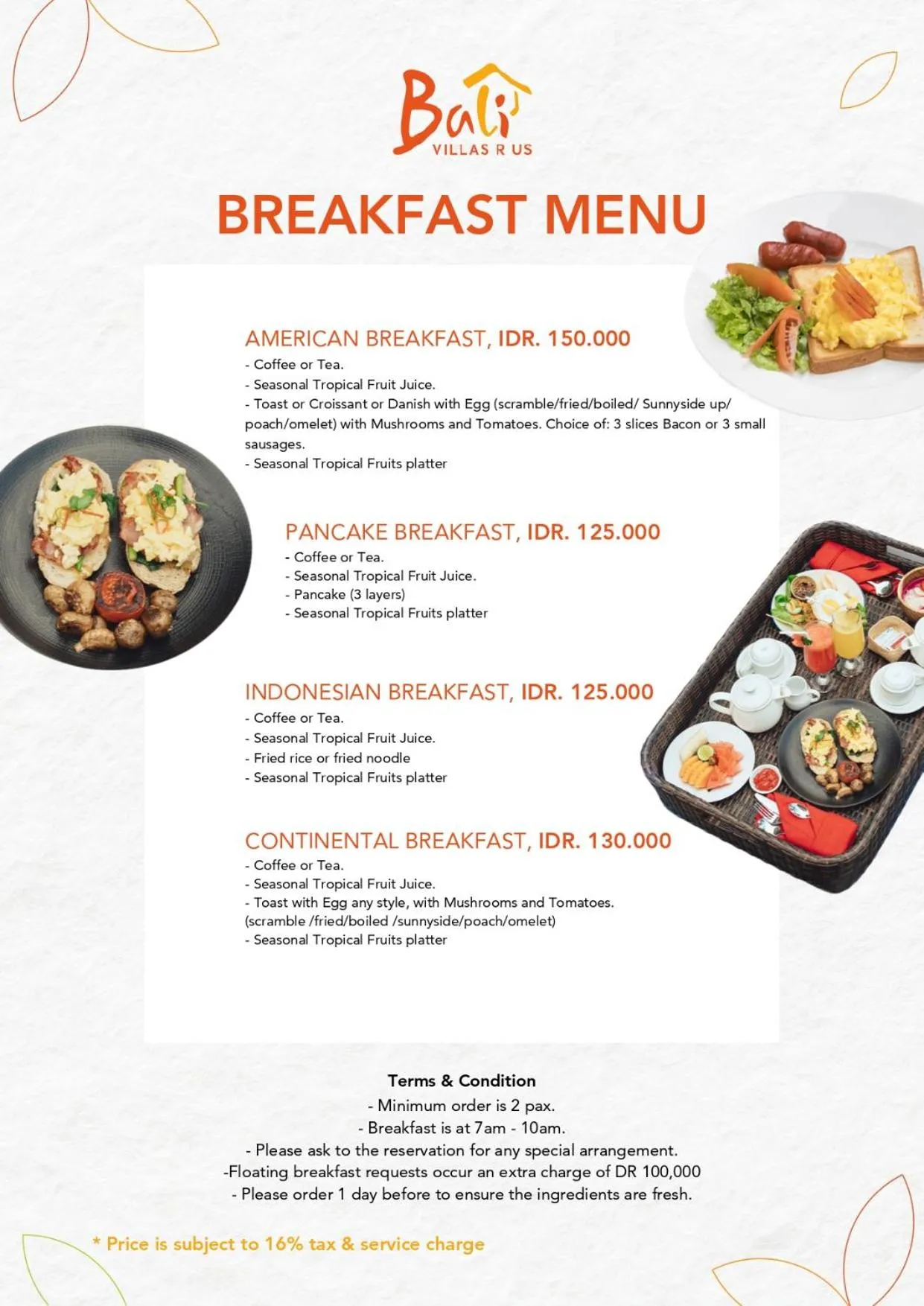 Breakfast in Villa Eindra Seminyak