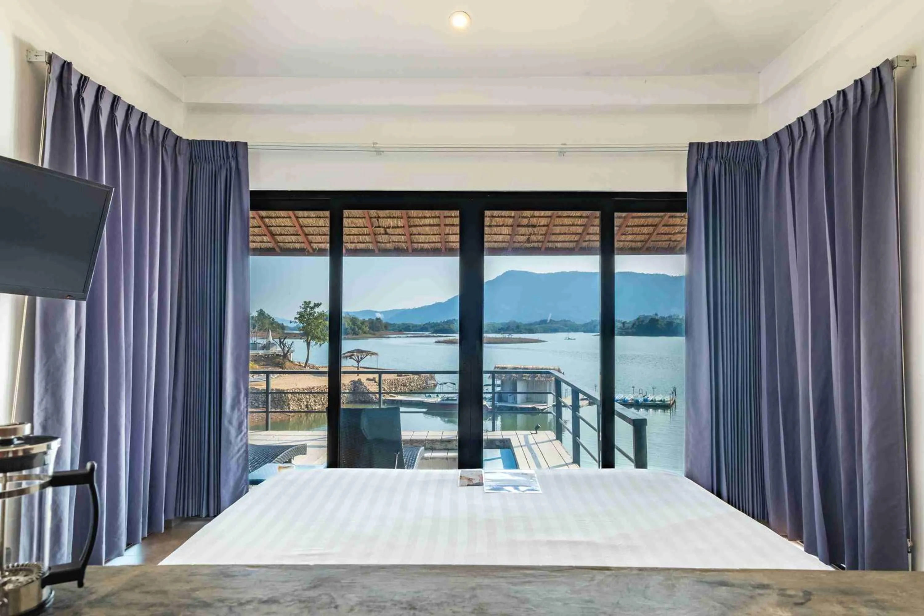 Lake view, Bed in The Sanctuary Nam Ngum Beach Resort