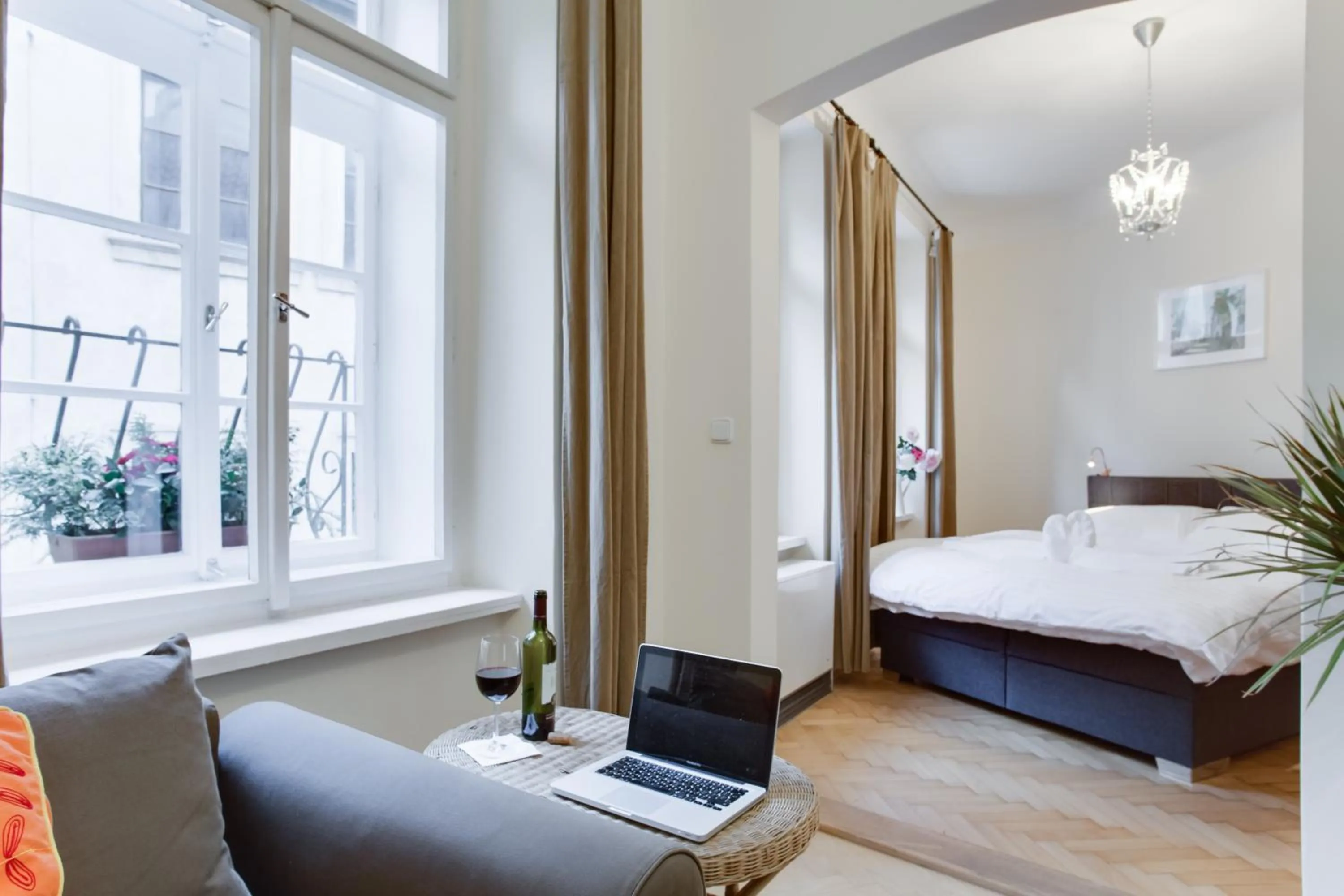 Seating area, Bed in Prague Siesta Apartments