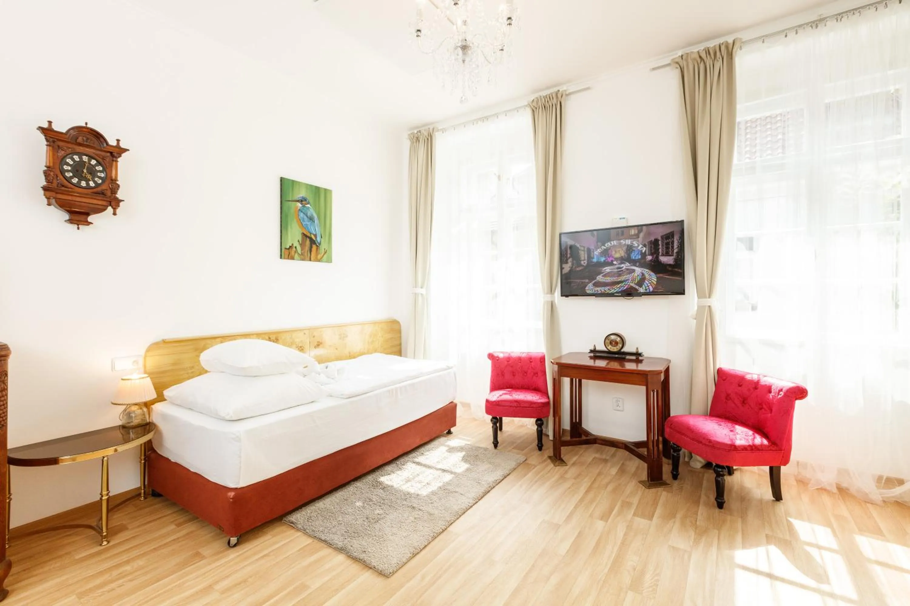 Seating area, Bed in Prague Siesta Apartments