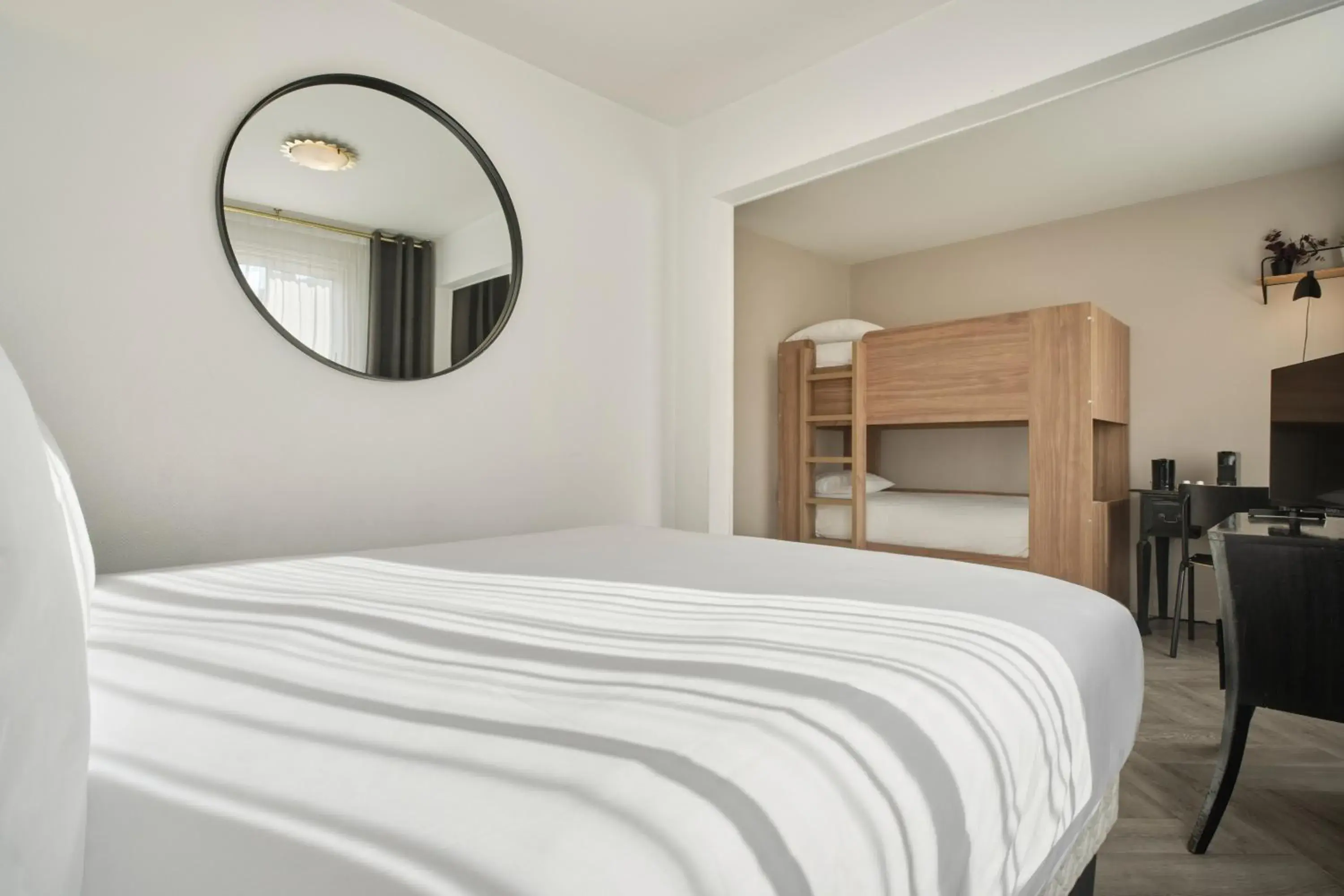 Bedroom, Bed in Hôtel Chromatics & Restaurant Hill Club by HappyCulture Bedroom, Bed in Hôtel Chromatics & Restaurant Hill Club by HappyCulture