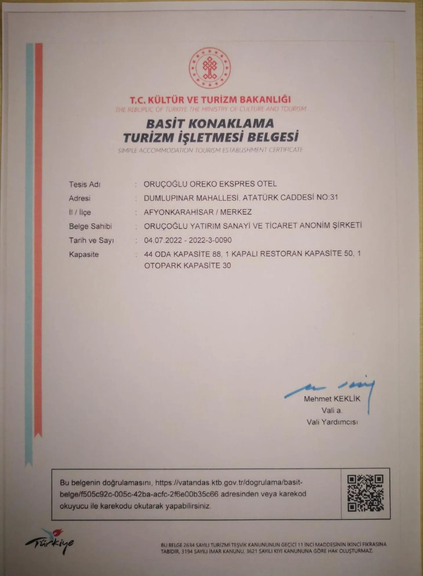 Logo/Certificate/Sign in Oreko Express