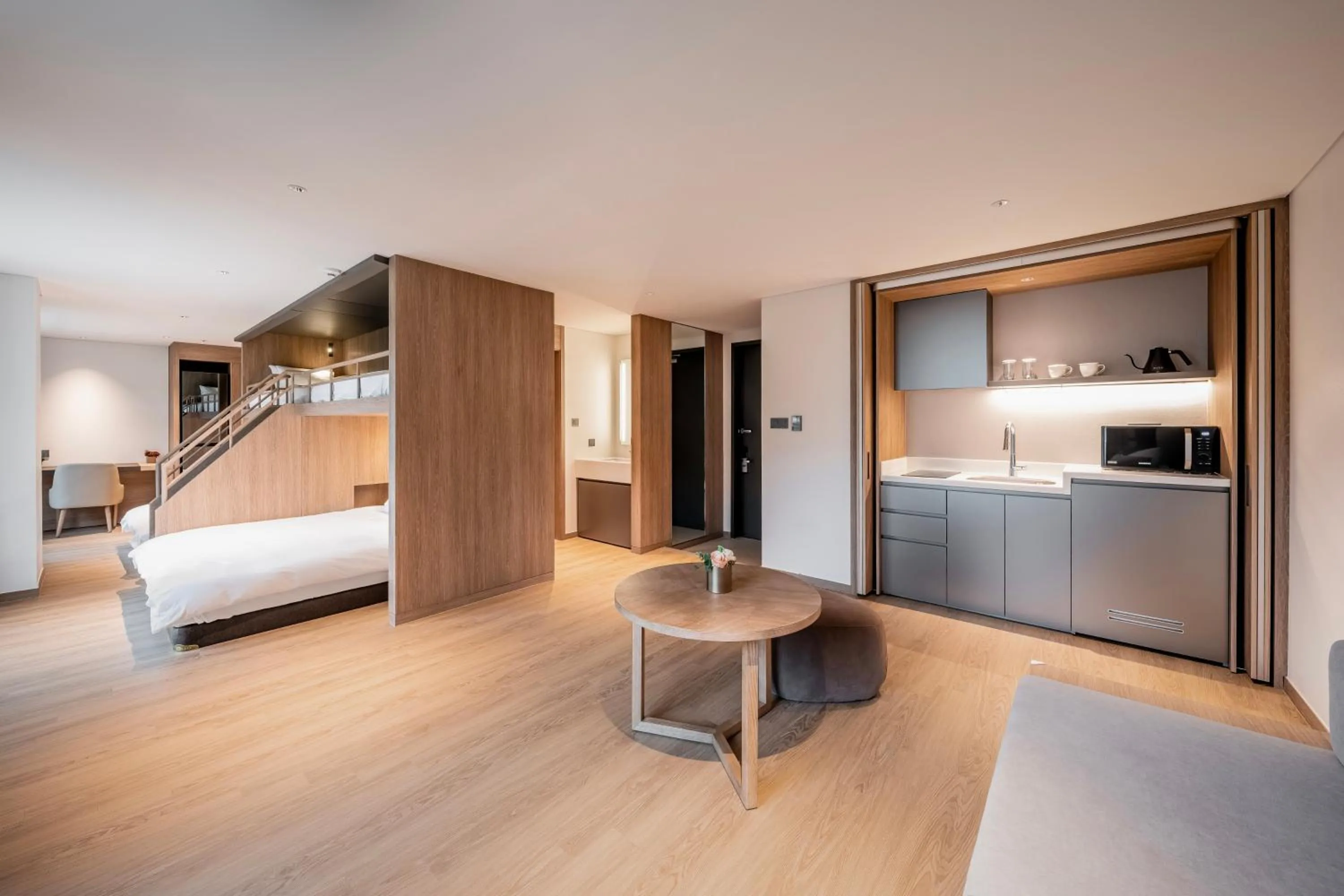 Kitchen or kitchenette, Bed in Phoenix Resort Pyeongchang