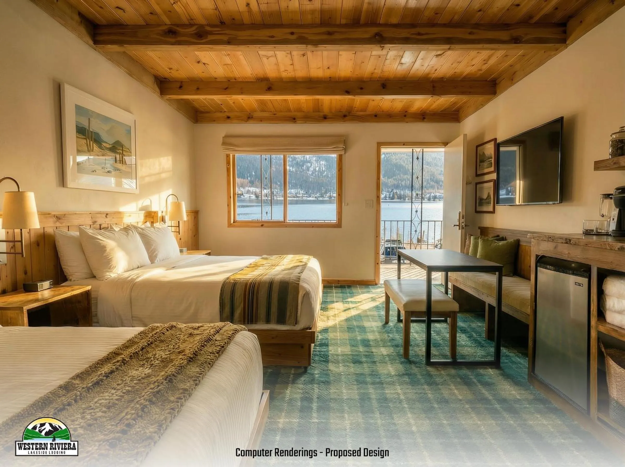 Bed in Western Riviera Lakeside Lodging