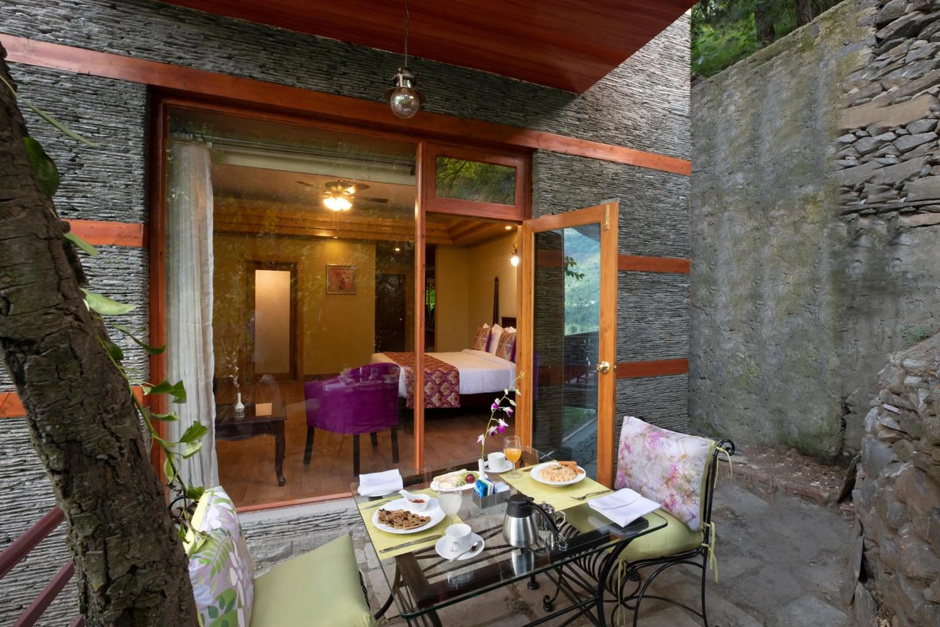 Patio in Regenta Inn by Riverside Manali