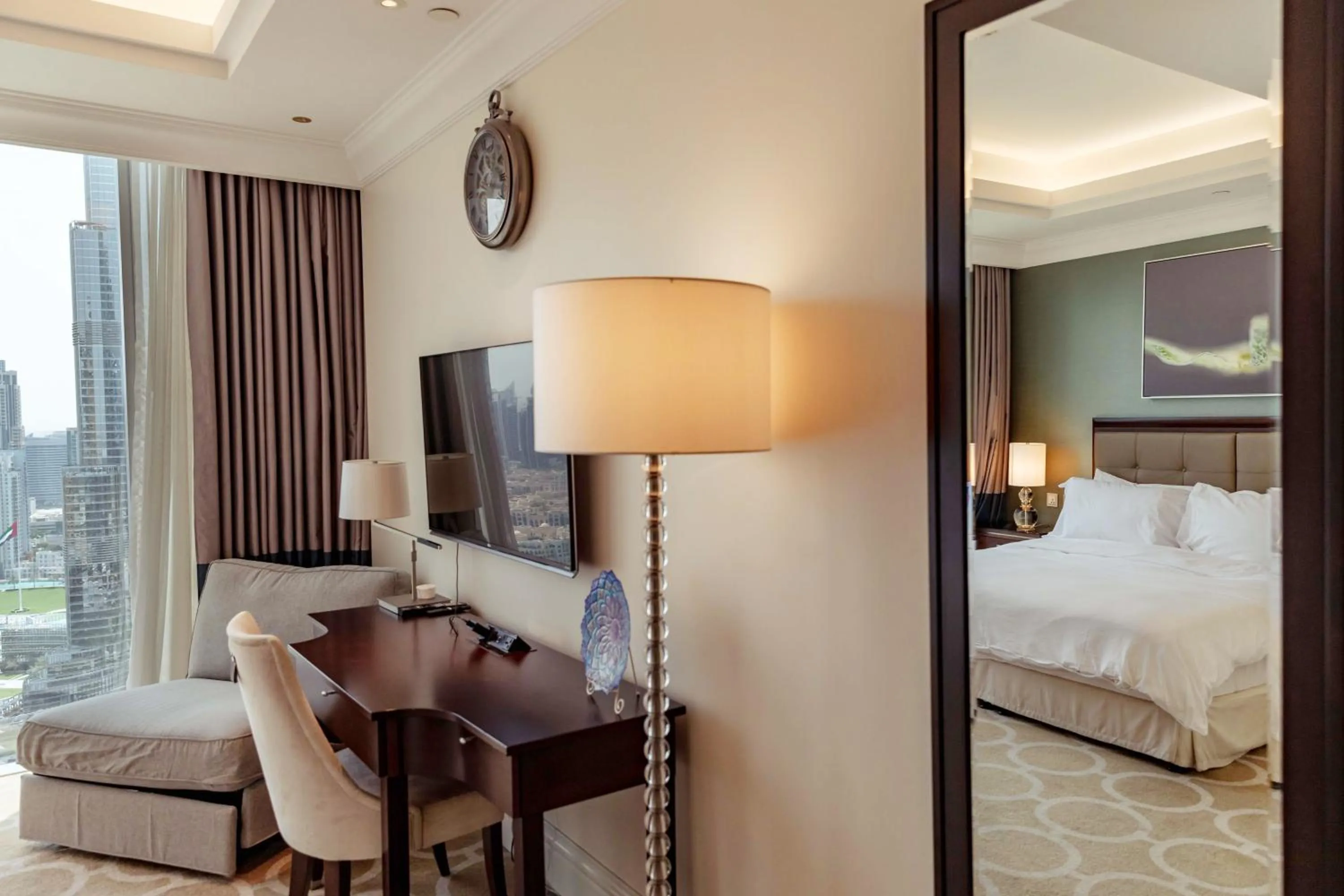 Bed in Amazing 2 bedroom with full burj view