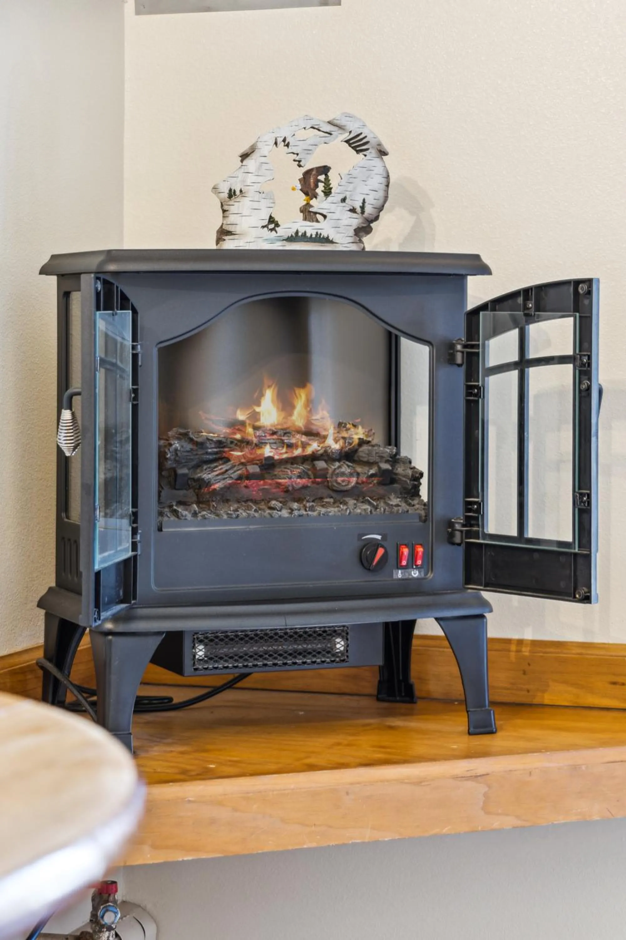 fireplace in Ponderosa Lodge