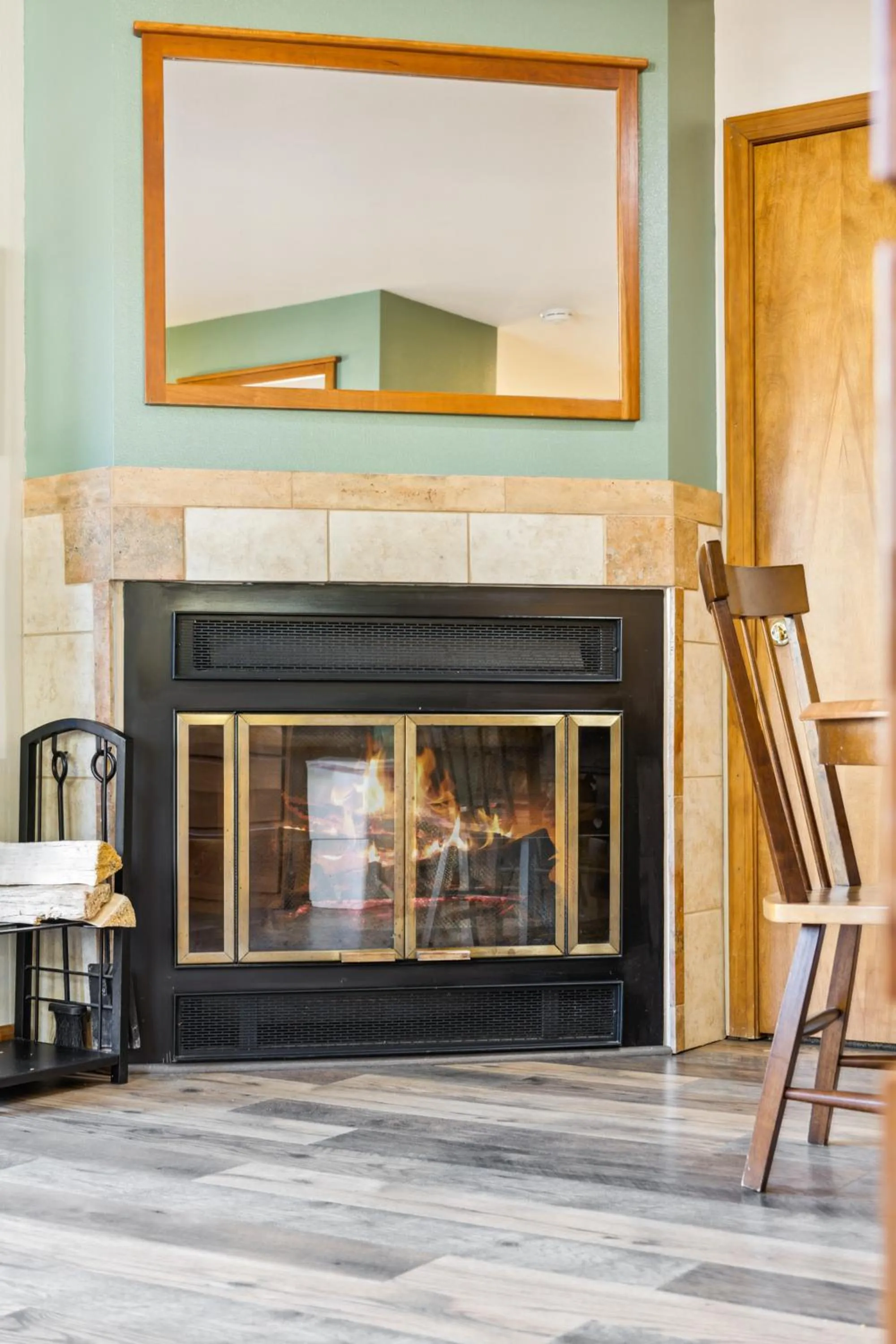 fireplace in Ponderosa Lodge