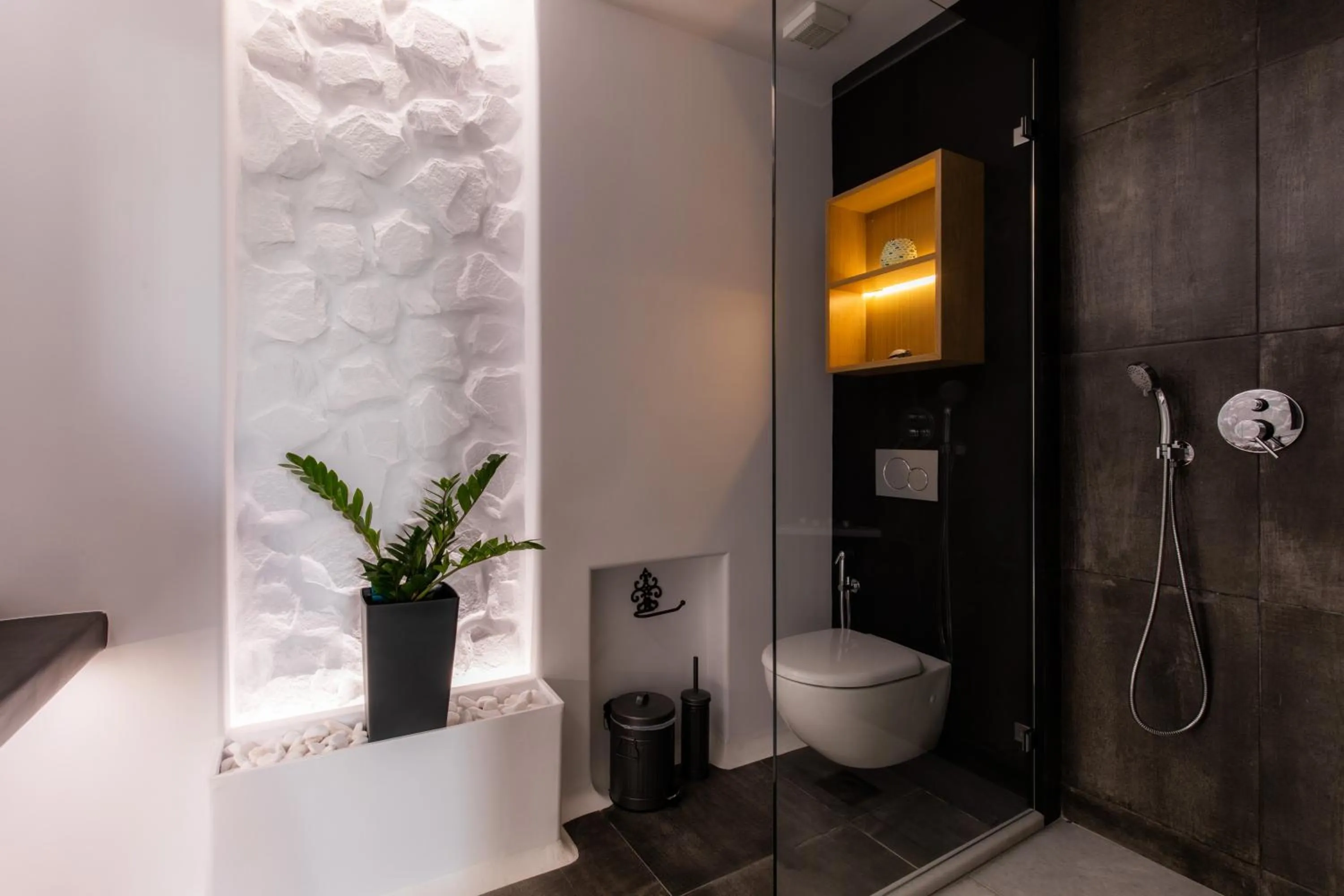 Shower in Arco Naxos Luxury Apartments
