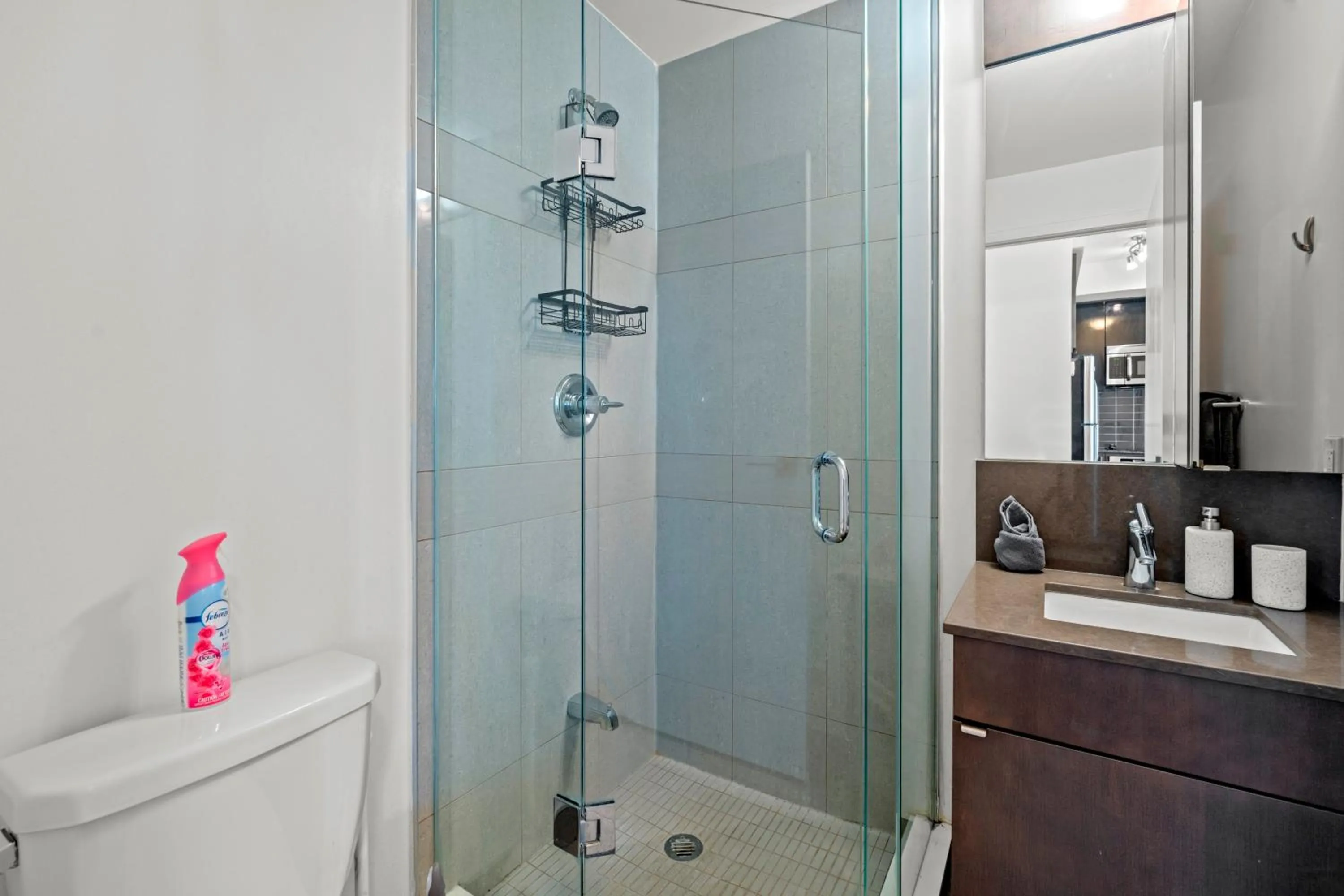 Shower in Modern Lillian St Apartments by GLOBALSTAY