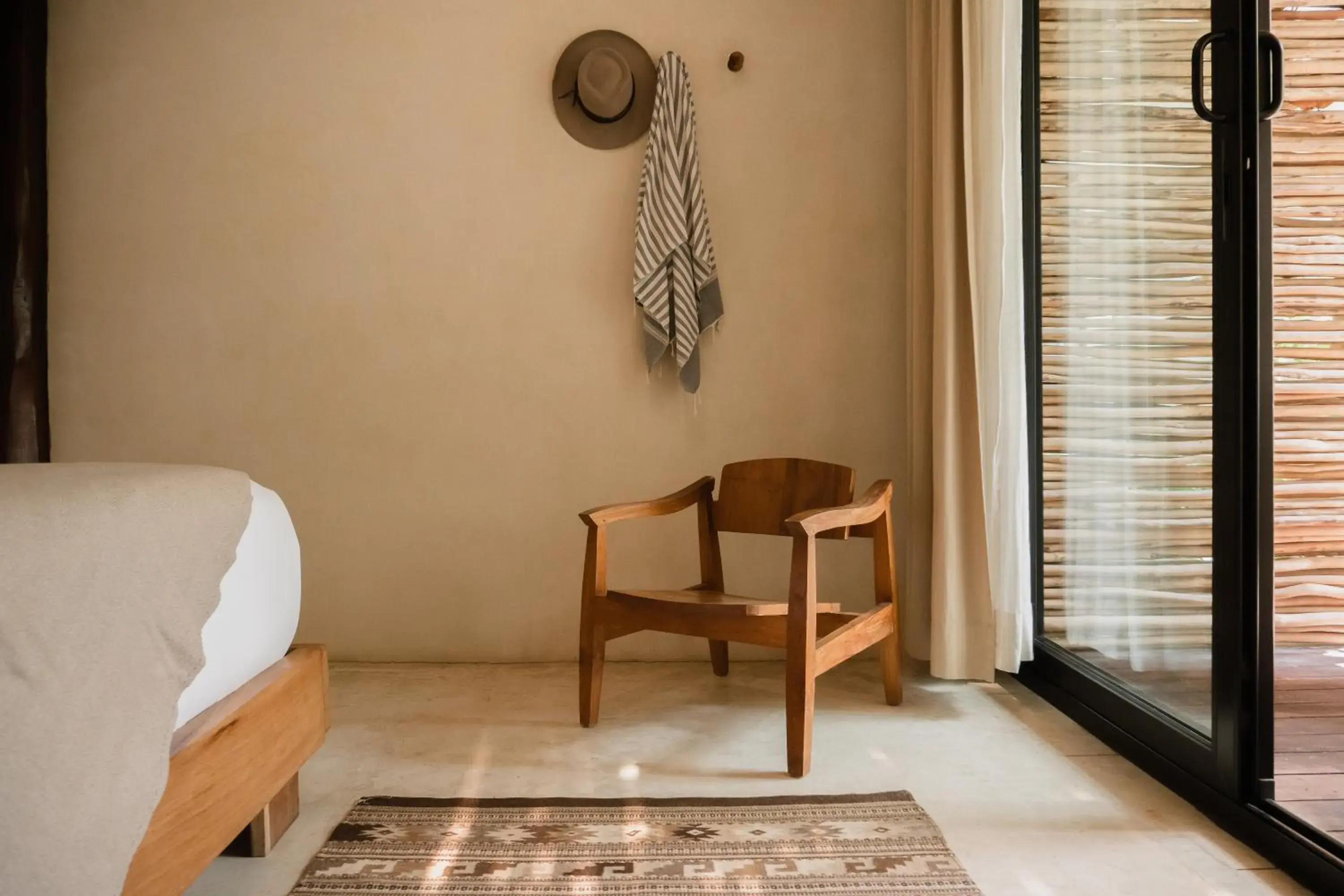 Seating area, Bed in Aldea Canzul Tulum