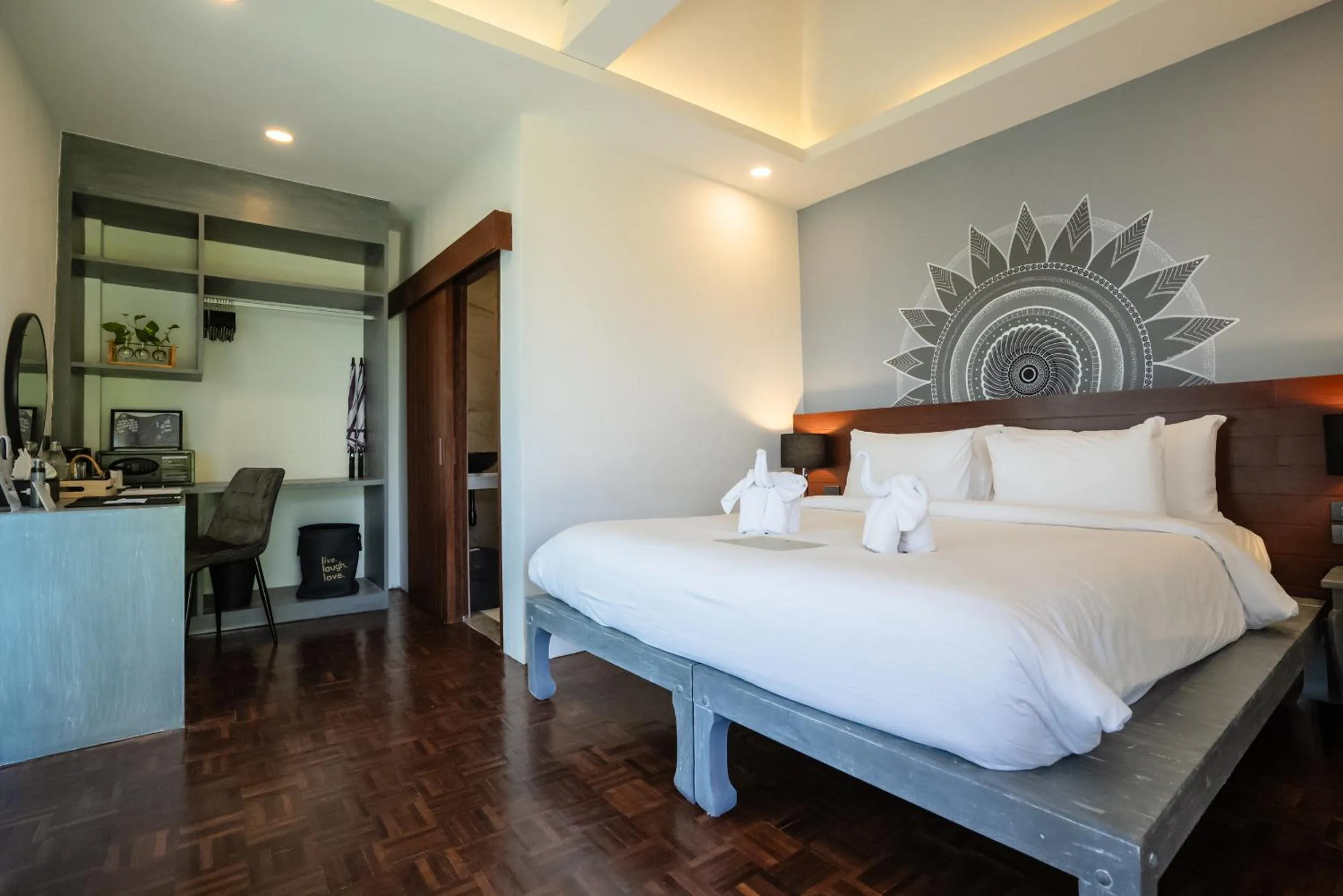 Bed in Vikasa Yoga Retreat