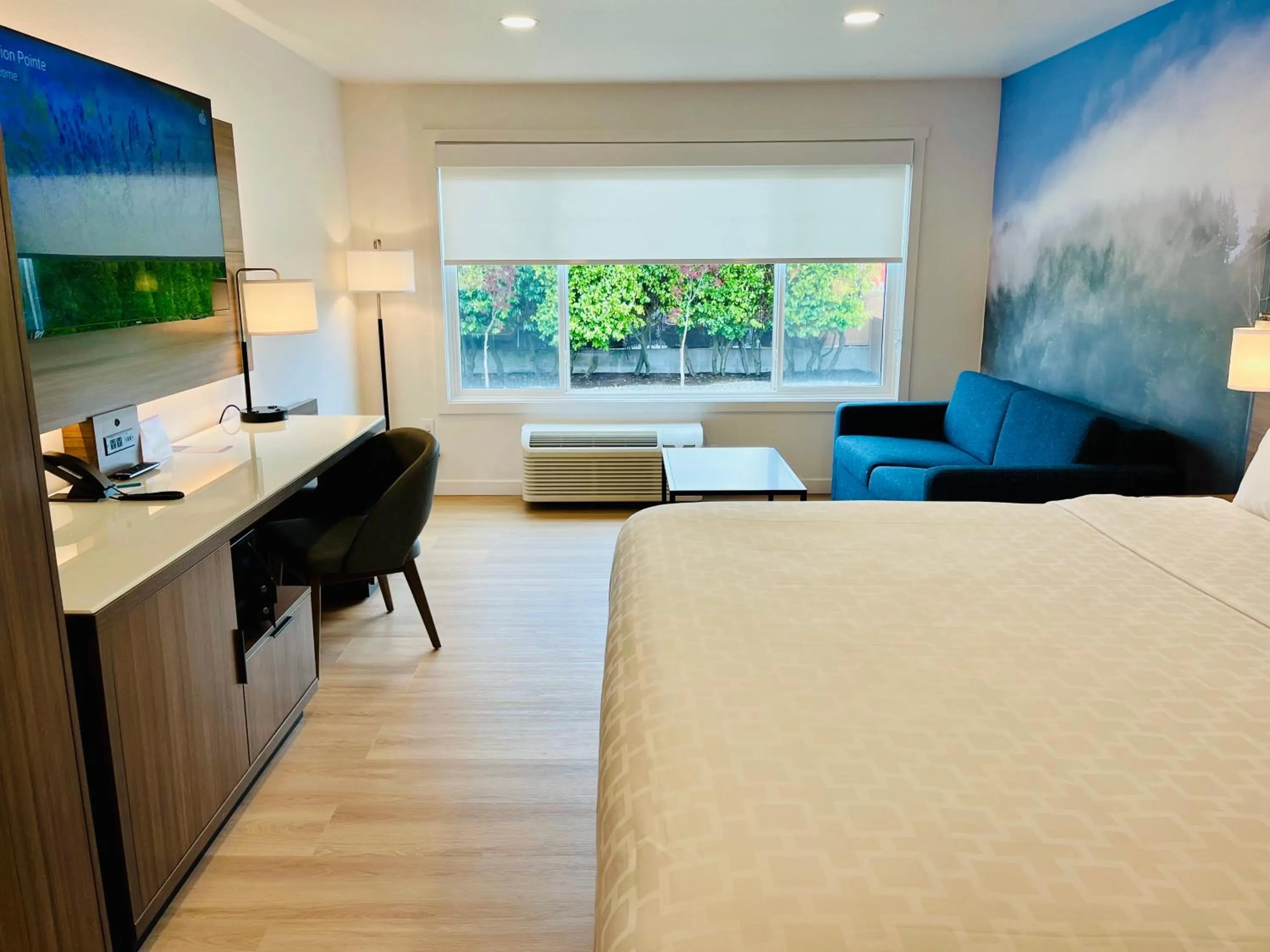 Living room, Bed in Clarion Pointe Mount Vernon - Burlington