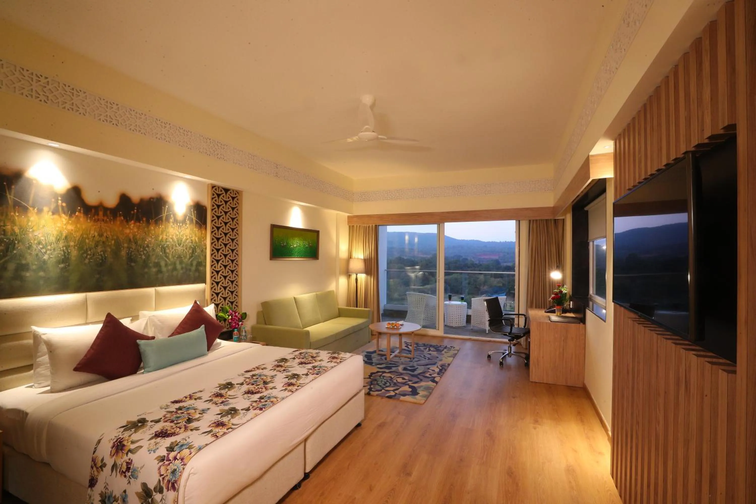 Pool view, Bed in Regenta Resort Belagavi