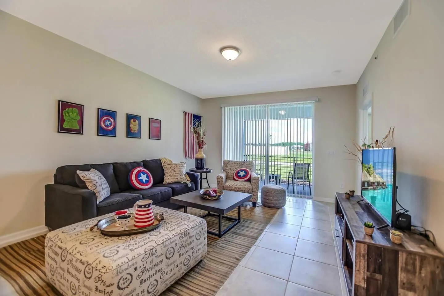 Living room in H - New 2 Bedroom Condo - 5 Miles to Disney - Free Water Park