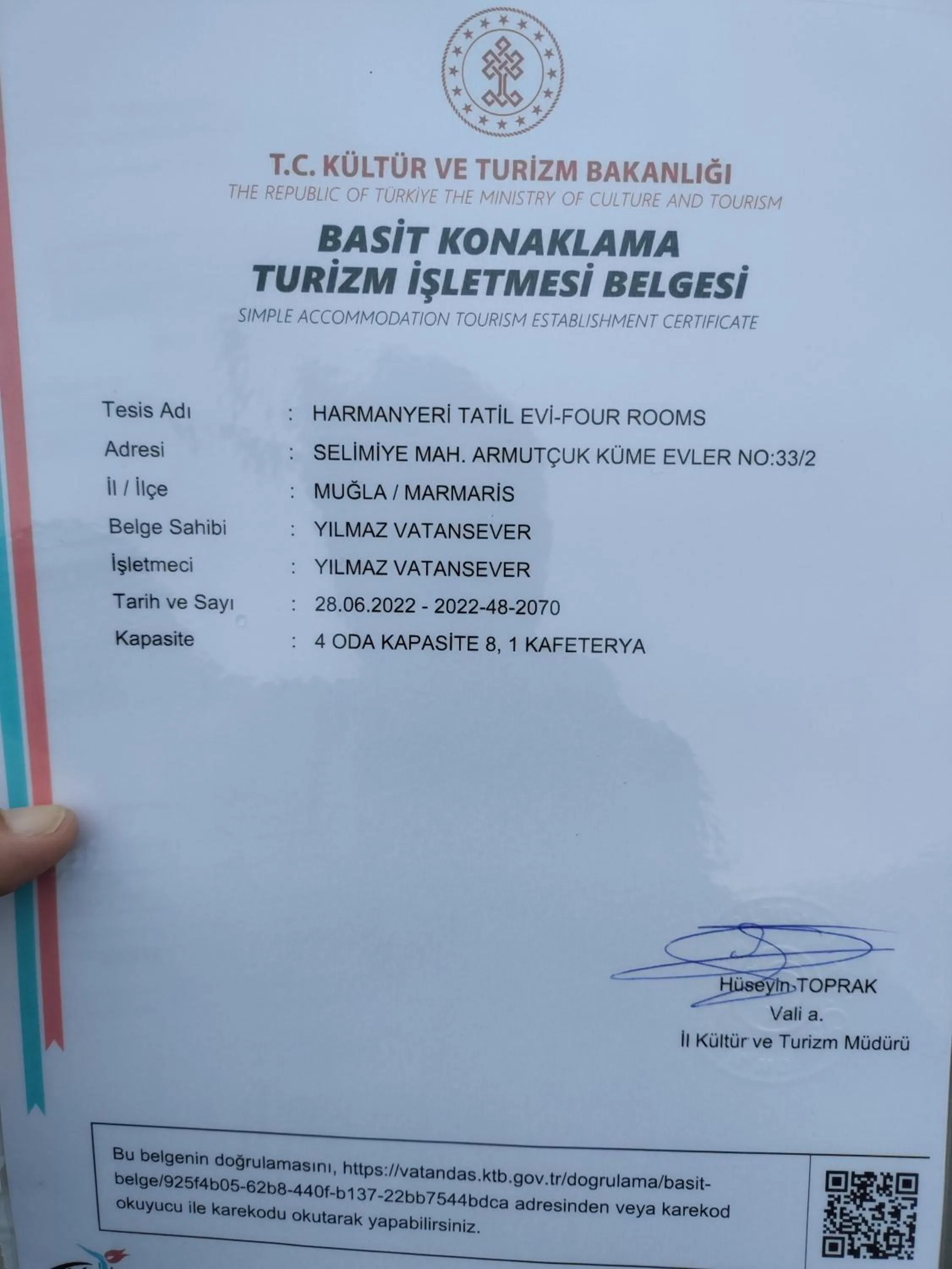 Logo/Certificate/Sign in Harmanyeri Tatilevi