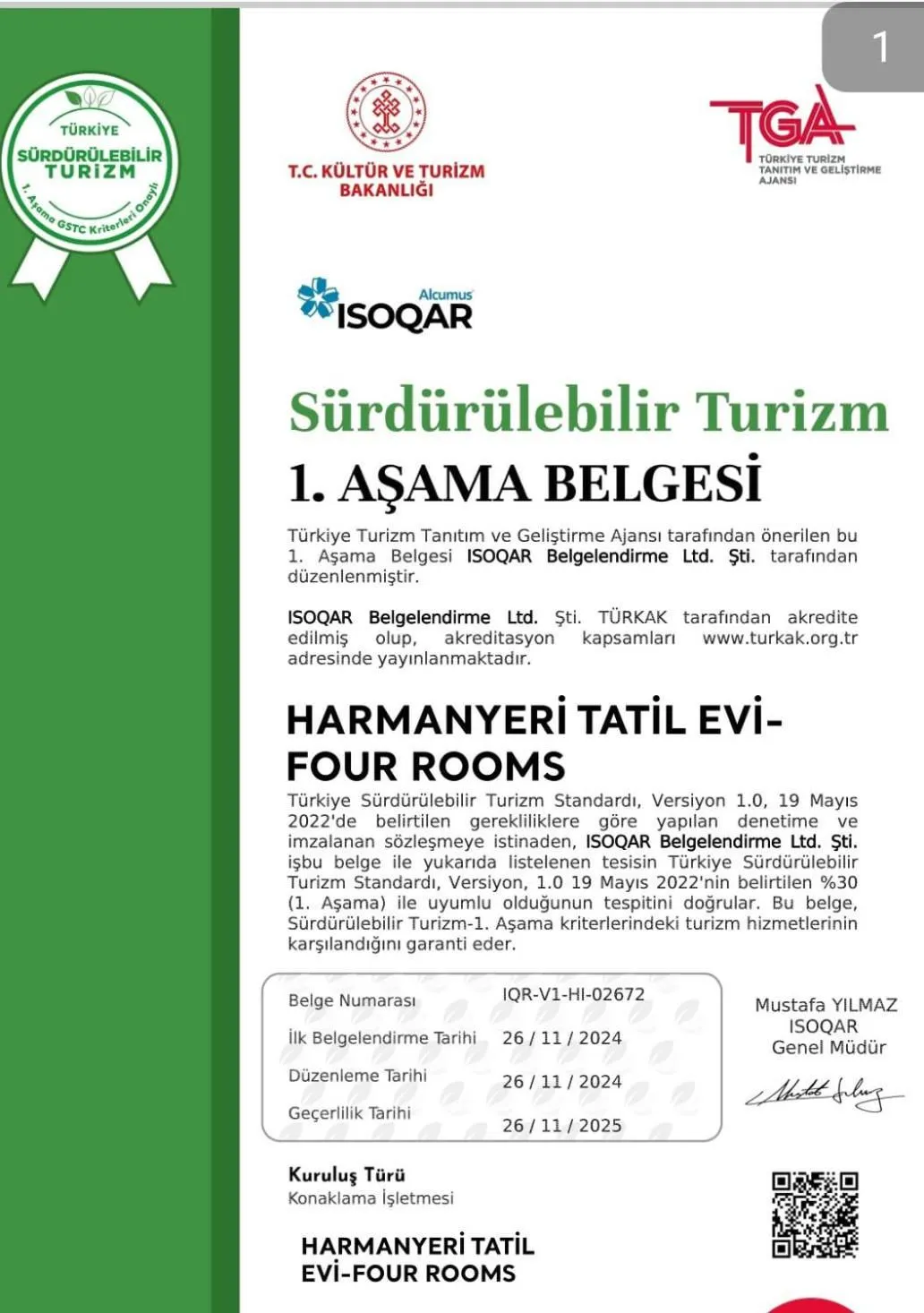 Logo/Certificate/Sign in Harmanyeri Tatilevi