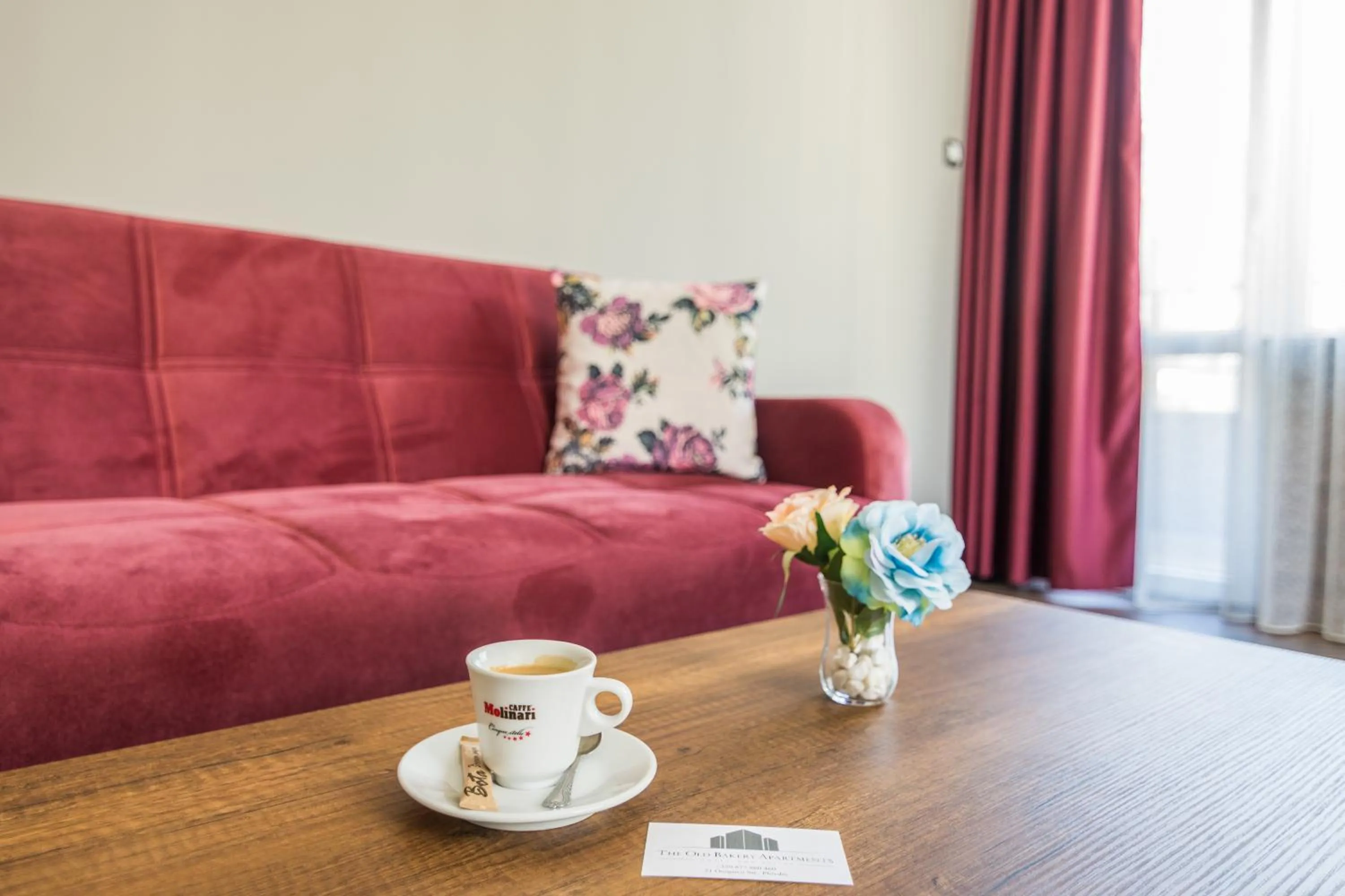 Living room in The old Bakery Apartments