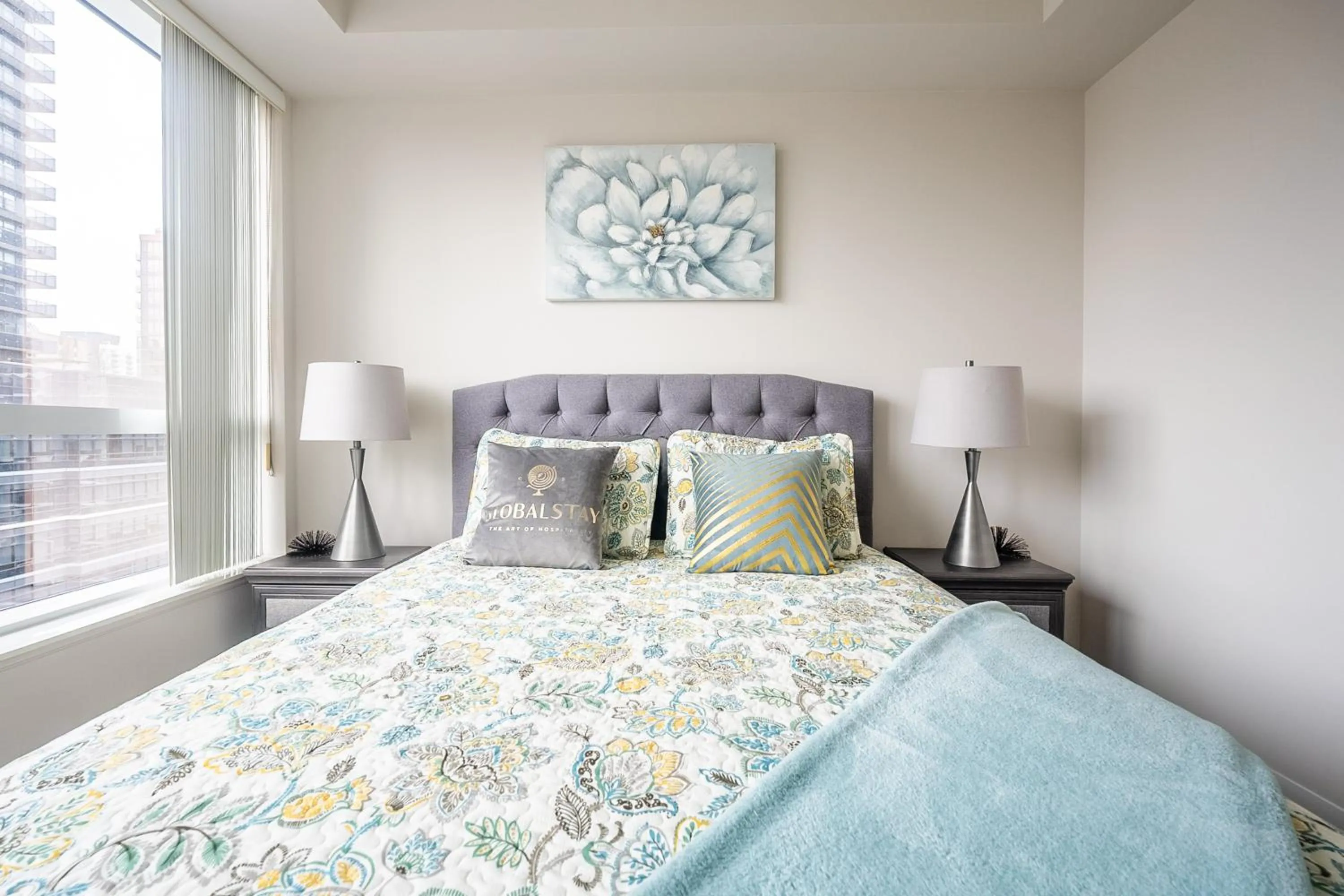 Bed in GLOBALSTAY Modern Apartments in North York Skyscraper