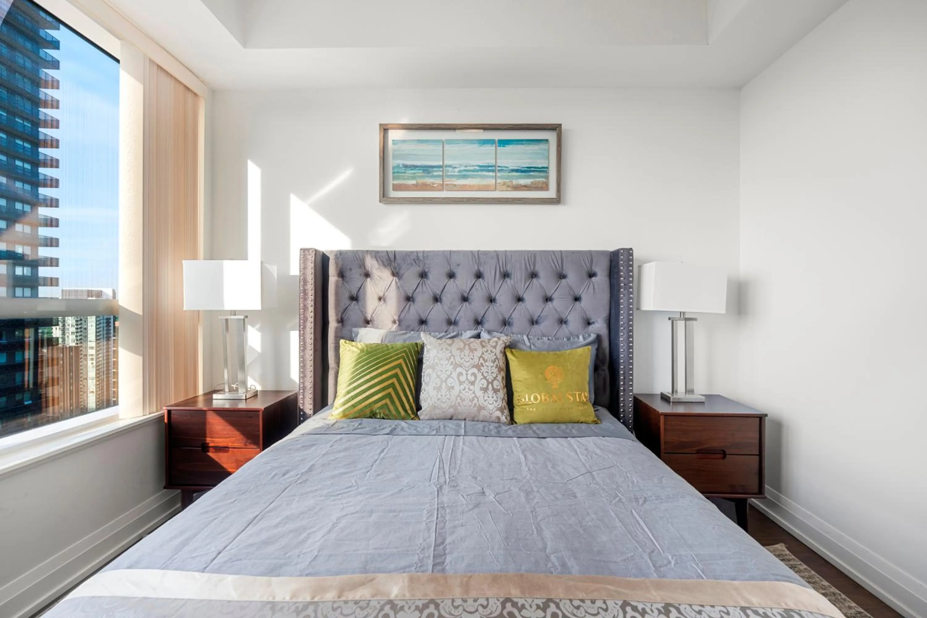 Bed in GLOBALSTAY Modern Apartments in North York Skyscraper