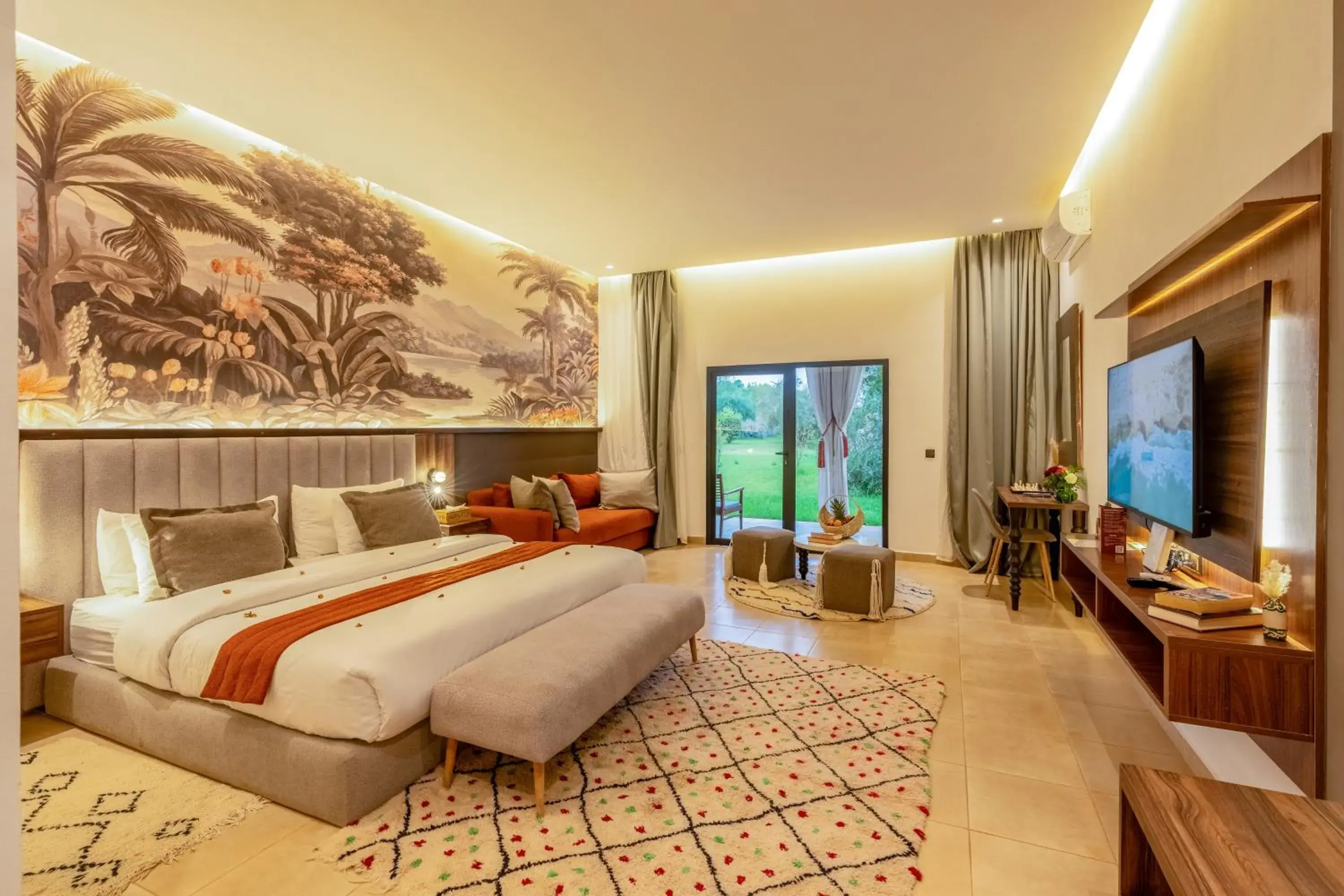 TV and multimedia, Bed in Taj Atlas Wellness Boutique Hôtel & Spa TV and multimedia, Bed in Taj Atlas Wellness Boutique Hôtel & Spa