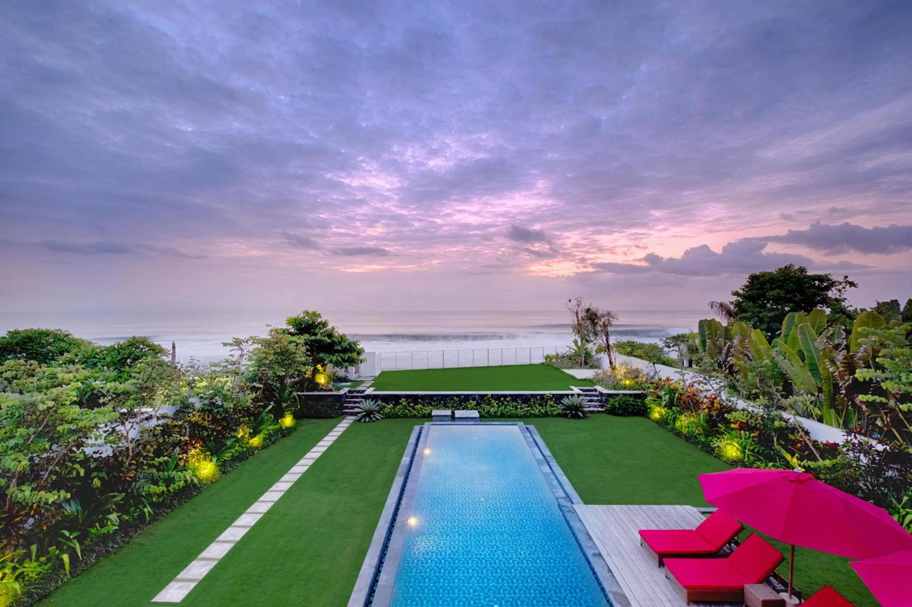 Pool view in Keramas Beachfront Villa by Sanga Sanga Hospitality