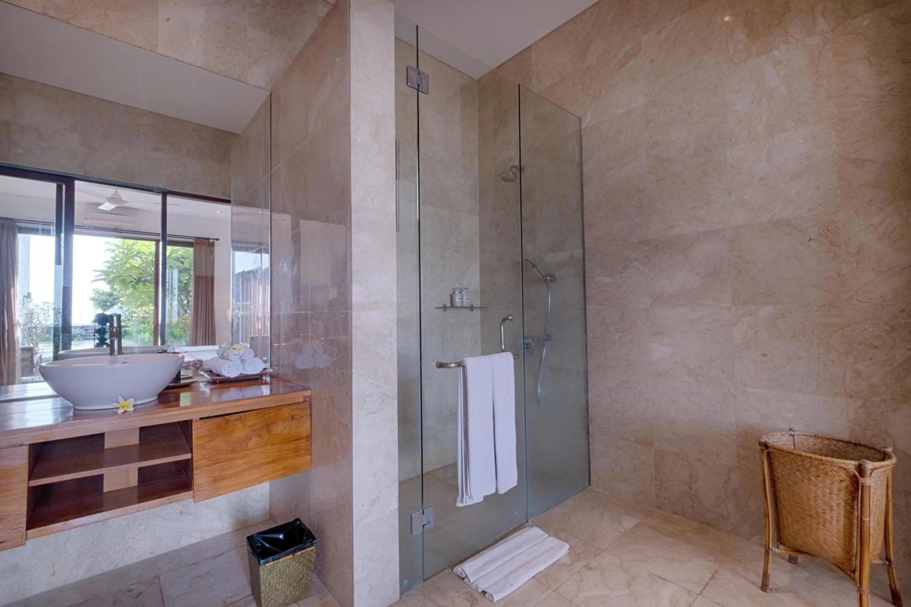 Shower in Keramas Beachfront Villa by Sanga Sanga Hospitality