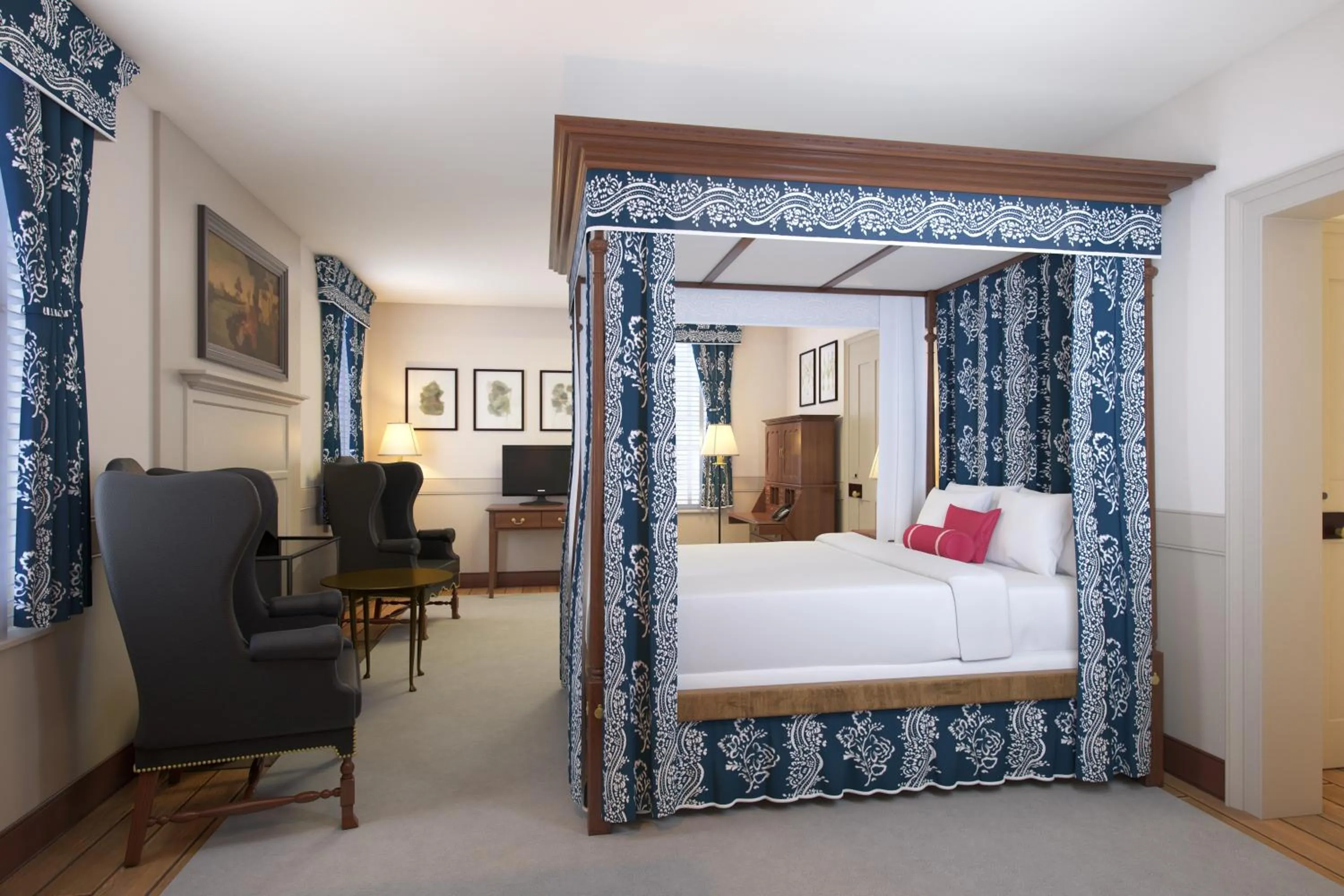 Bedroom, Bed in Colonial Houses, an official Colonial Williamsburg Hotel
