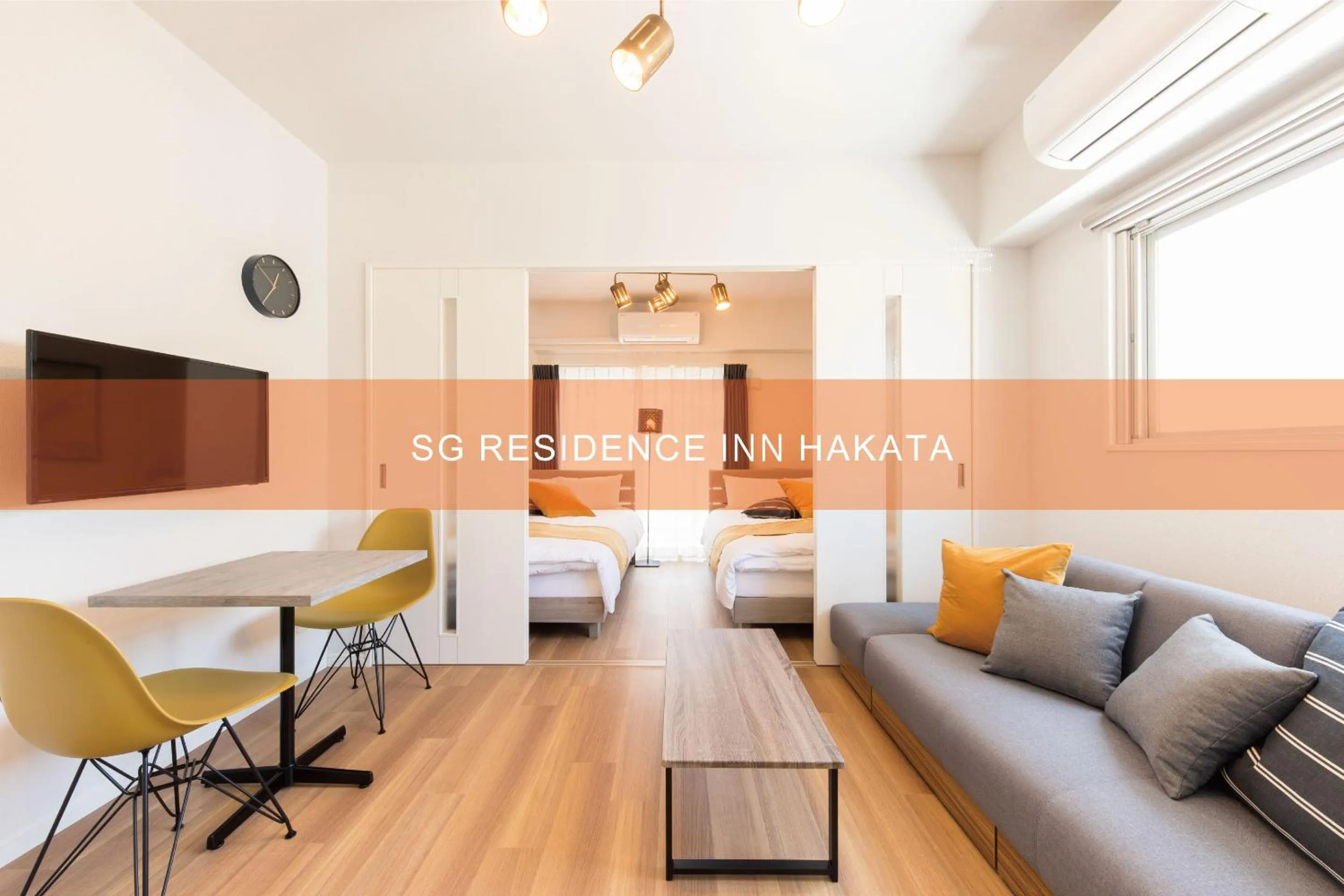 Text overlay, Bed in SG RESIDENCE INN HAKATA