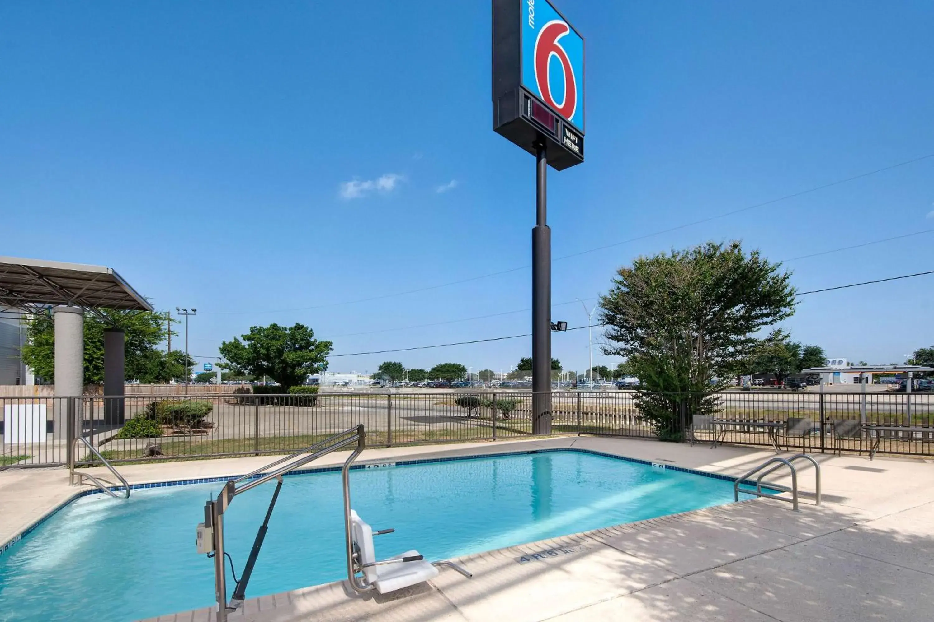 Pool view in Motel 6-San Antonio, TX - South Pool view in Motel 6-San Antonio, TX - South