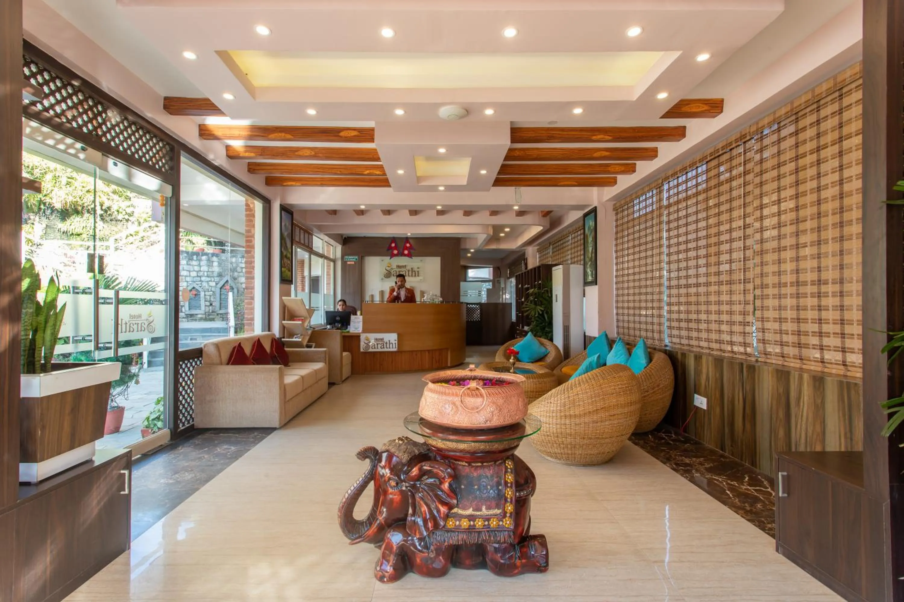 Seating area in Hotel Sarathi