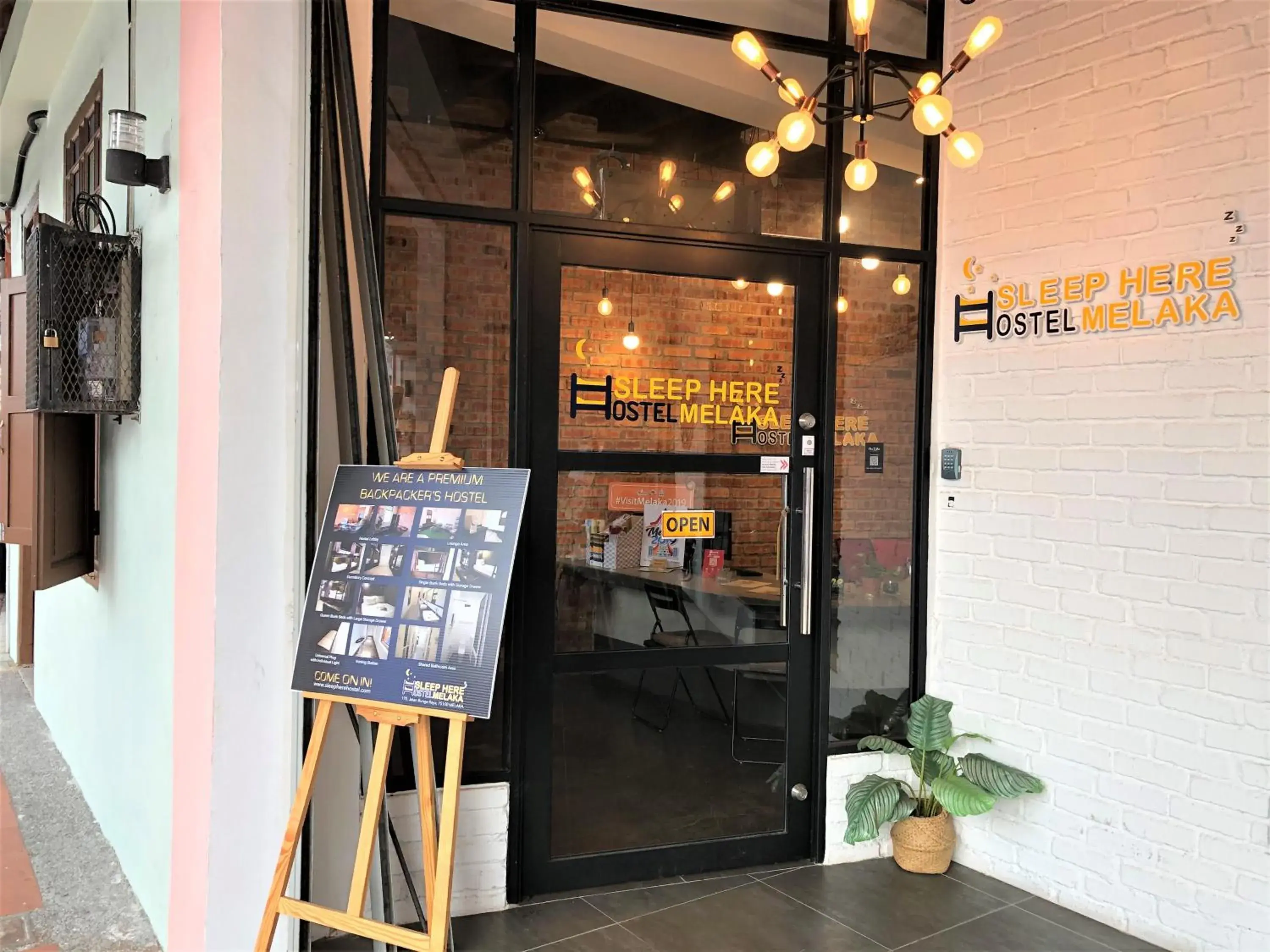 Facade/entrance in Sleep Here Hostel, Melaka Facade/entrance in Sleep Here Hostel, Melaka