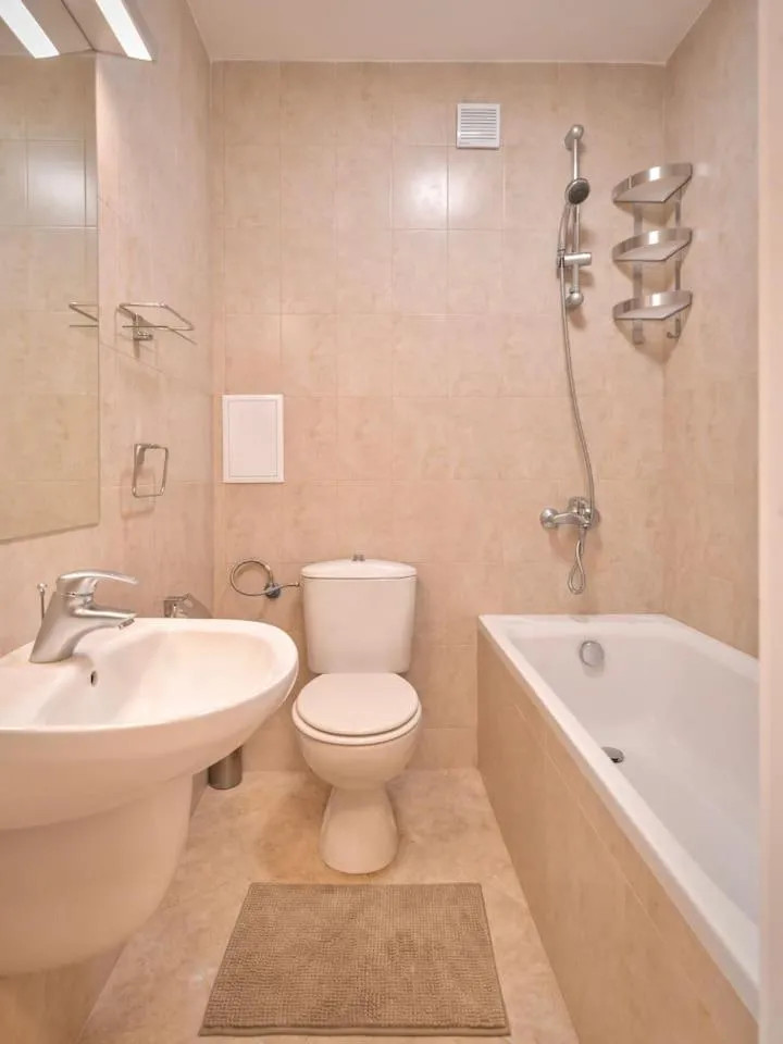Shower in Spacious 2BD 2BA Flat - South Park & Vitosha Views by Flat Mаnager