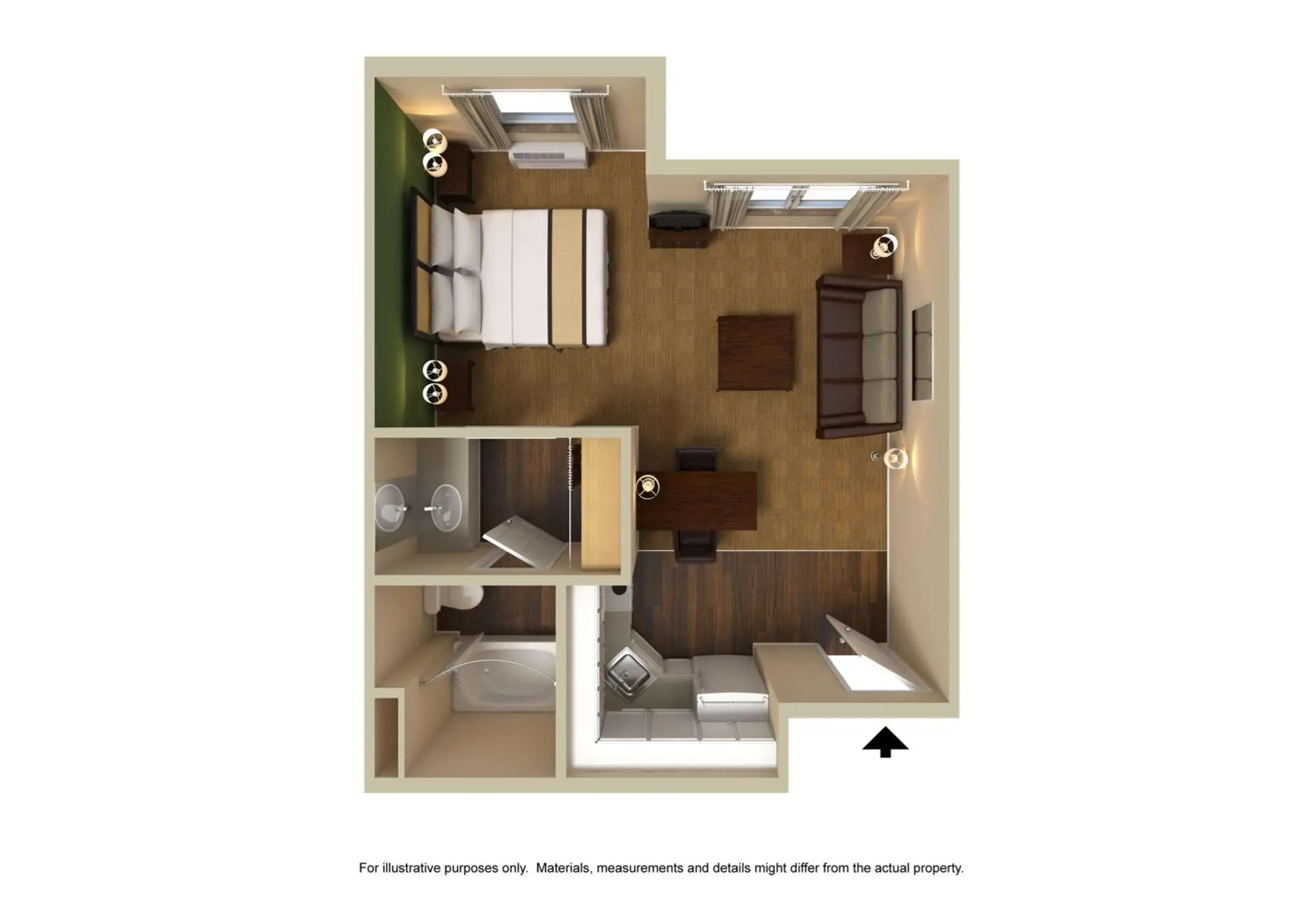 Bedroom, Floor Plan in Extended Stay America Suites - Boston - Westborough - East Main Street