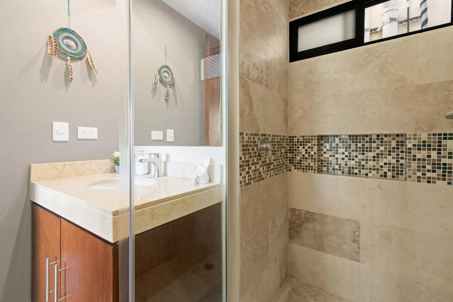 Shower in Luxurious Penthouse with Jungle View & Private Pool