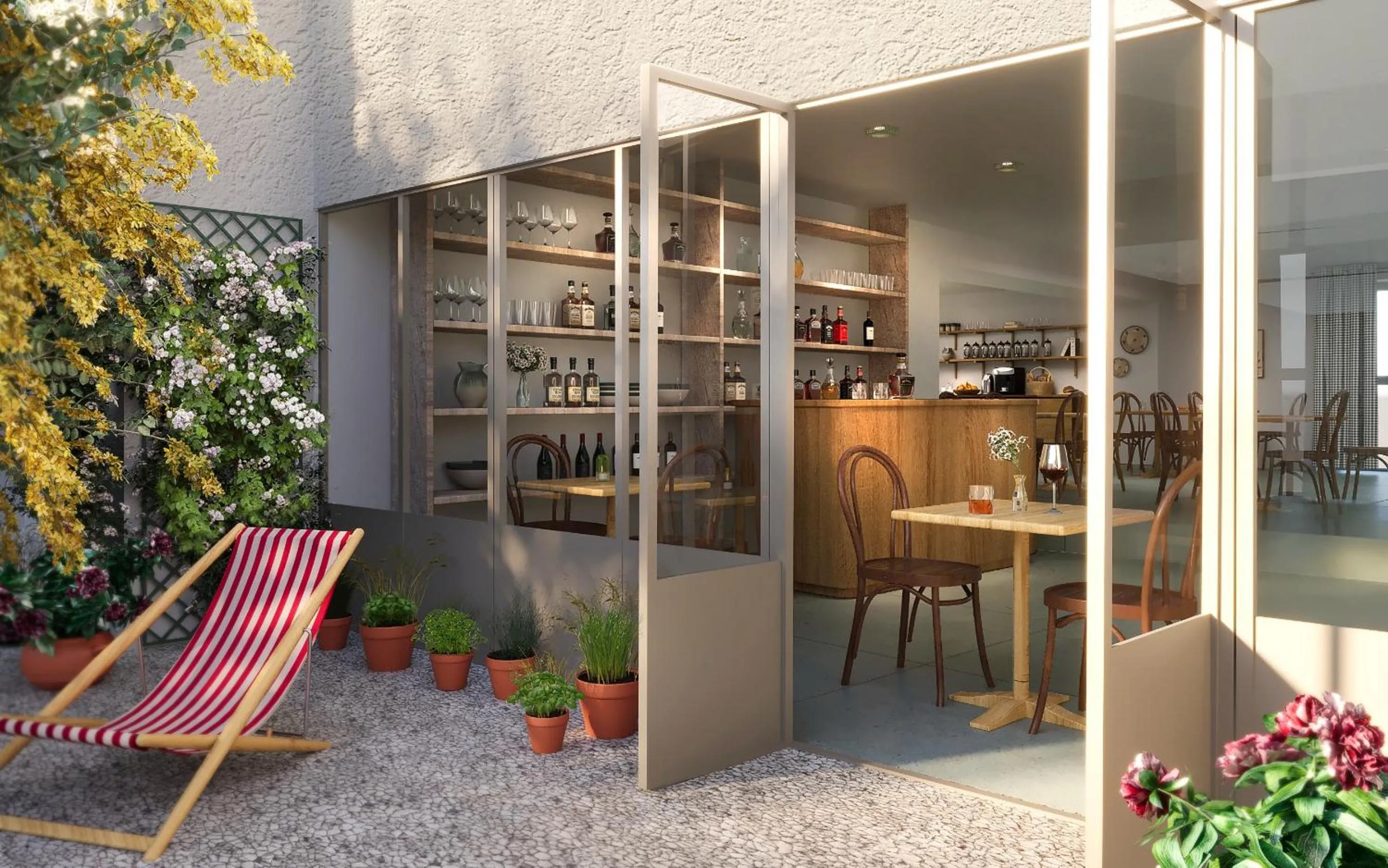 Patio in Hôtel de la Paix, Beaune