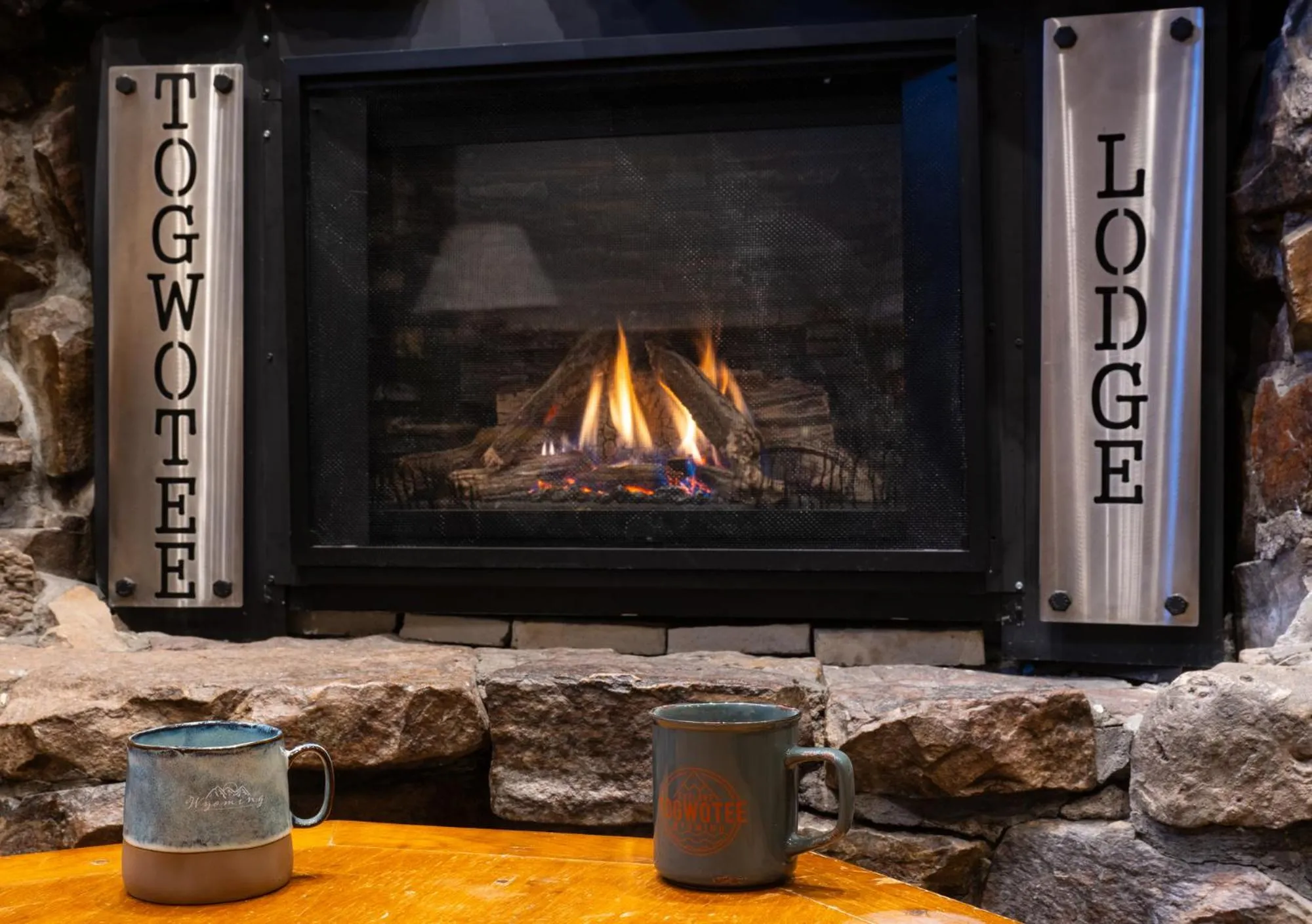 fireplace in Togwotee Mountain Lodge