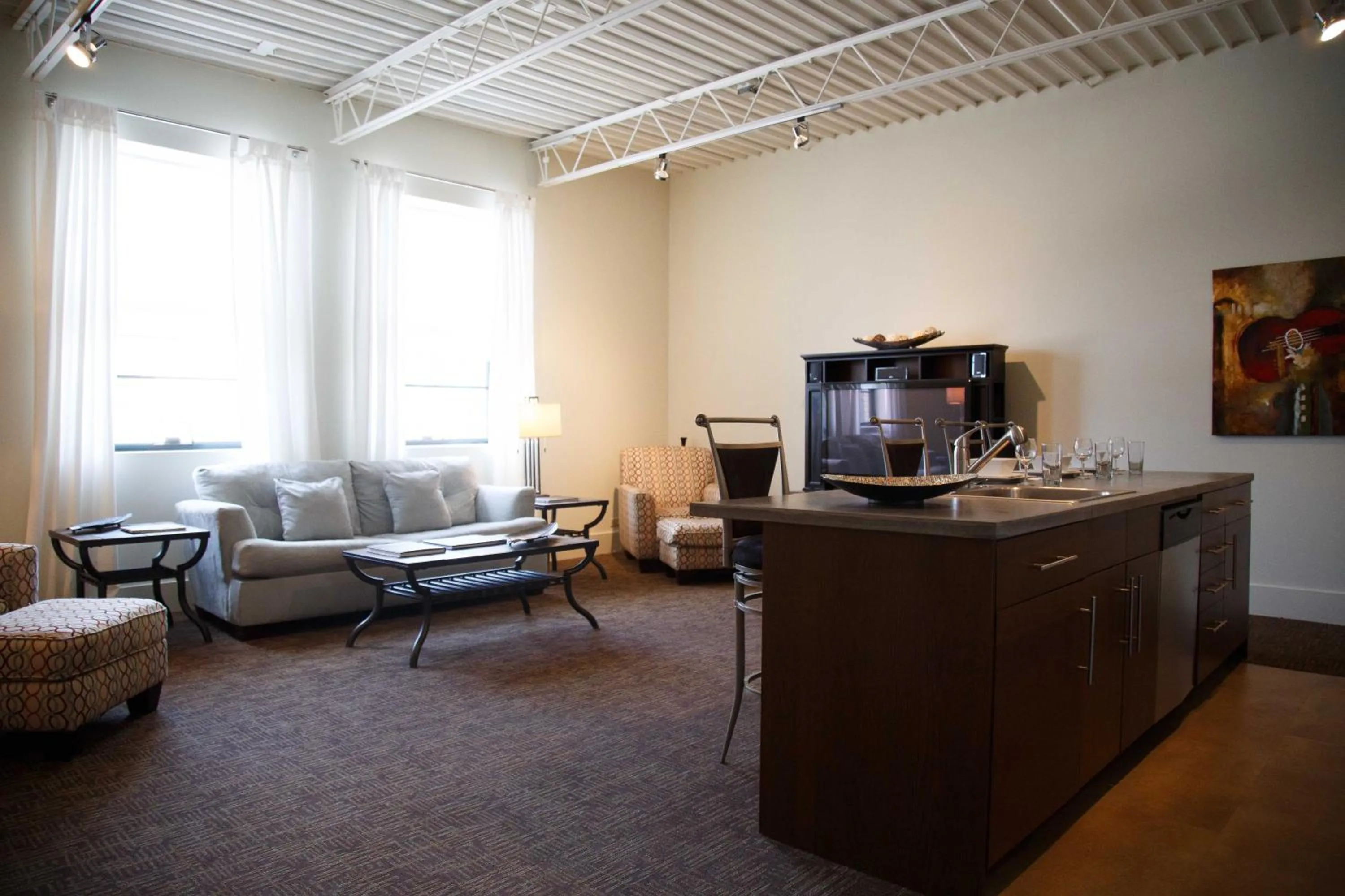 Living room in The Lofts at the Five & DIme